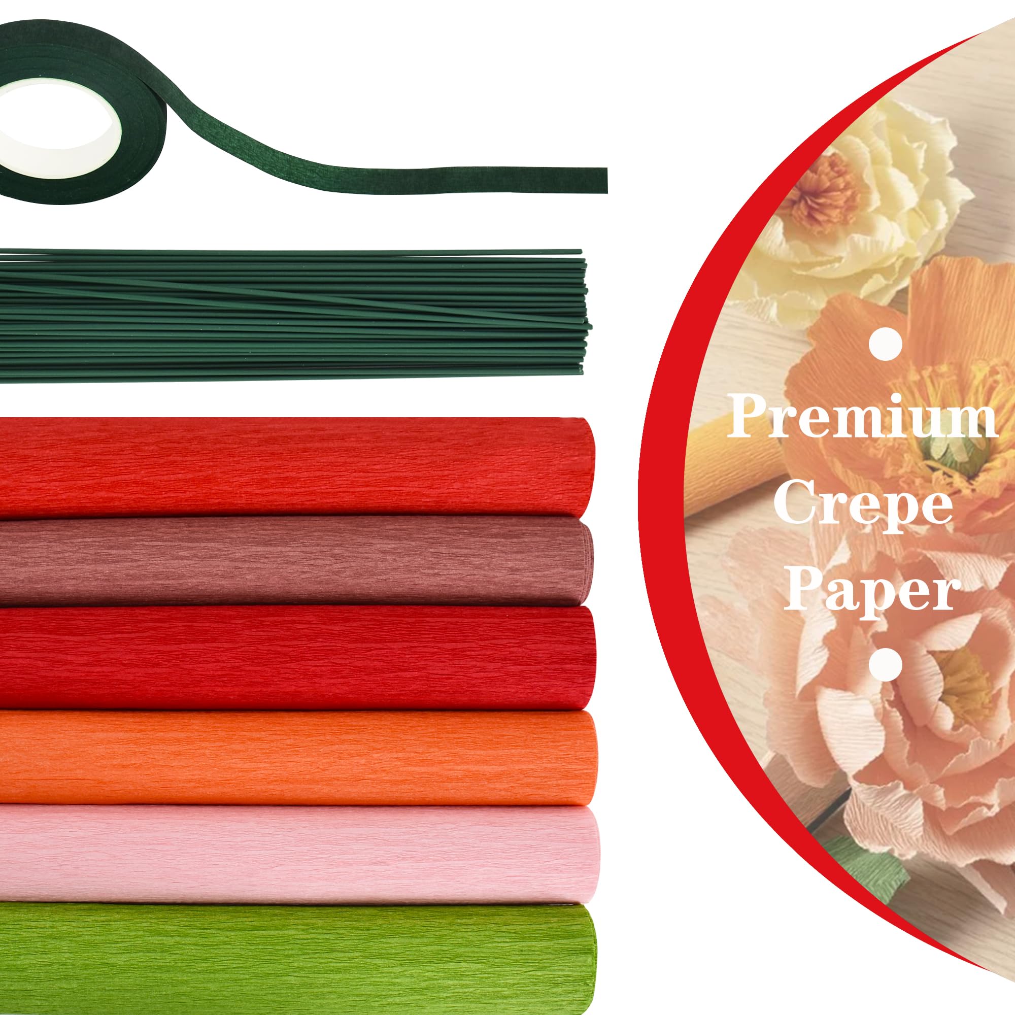 Amazon.co.jp: BEISHIDA クレープペーパー6ロール、レッドシリーズ