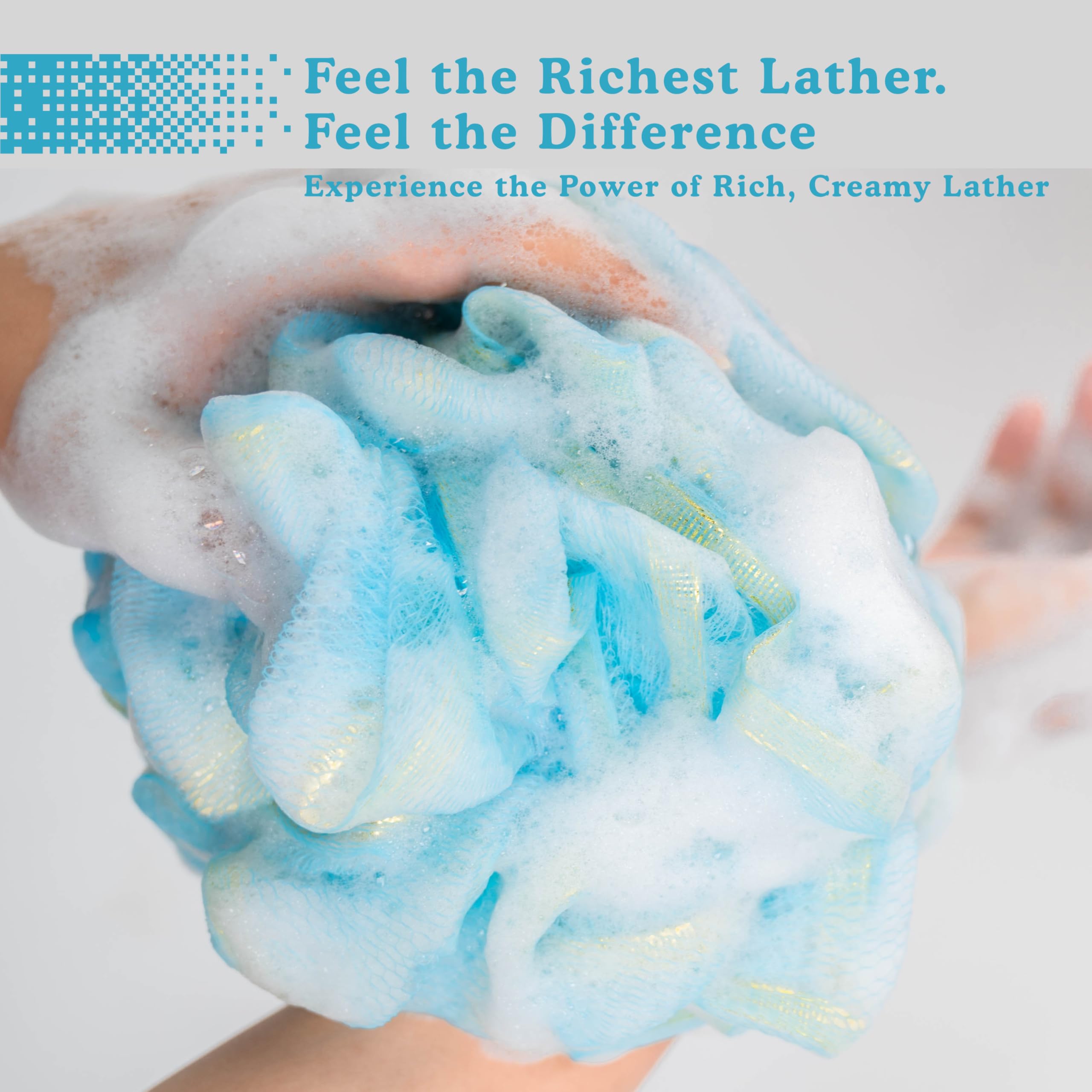 Bardzo duża gąbka Loofah – 75 g luffa prysznicowa premium dla mężczyzn i kobiet z silikonową myjką do twarzy, 3 + 1 złuszczającą gąbką prysznicową Loofa z bogatą pianą głębokie oczyszczanie