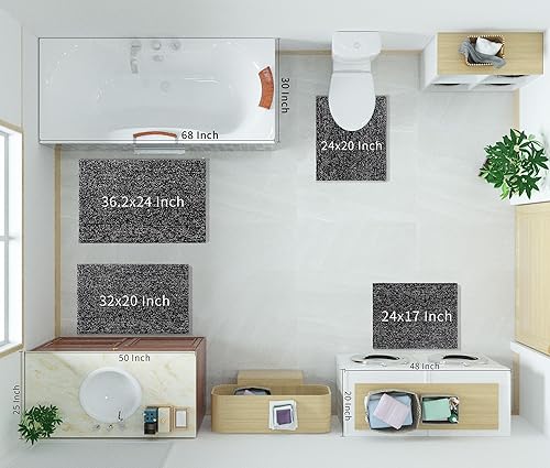 Miniatura 2 de Yimobra Alfombras de baño antideslizantes, lavables, ultra suaves y absorbentes, alfombra de baño de microfibra de doble tono con respaldo de goma