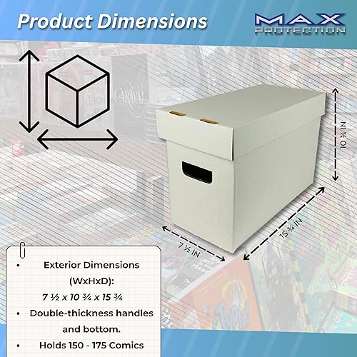 Miniatura 4 de Max Protection Caja de almacenamiento - Capacidad para 150-175 cómics, juego de 3, color blanco