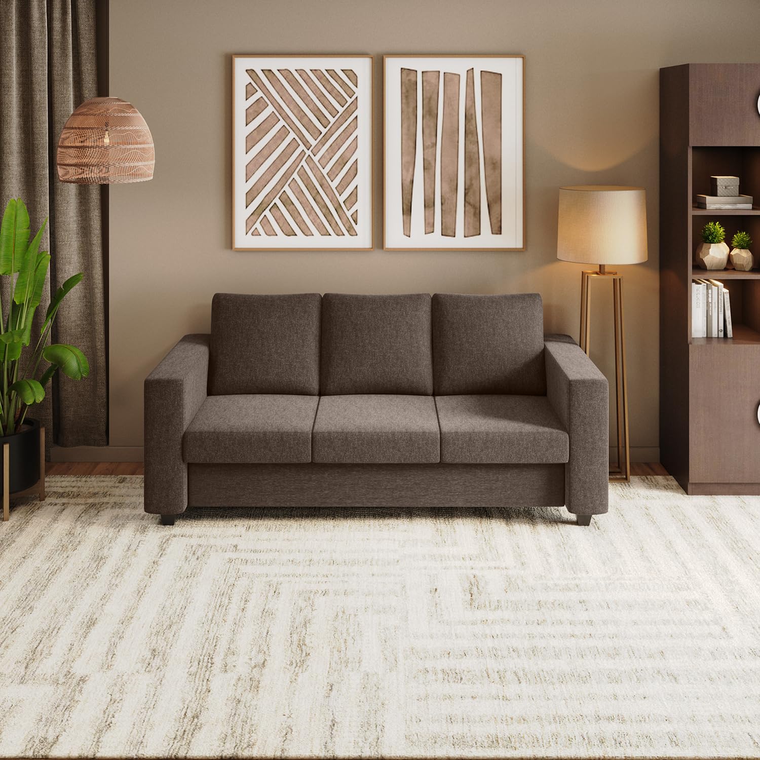 GODREJ INTERIO Sofa Magnate 3 Seater Fabric Sofa for Living Room, 1-Year Warranty, Solid Wood (Brown)-image-33