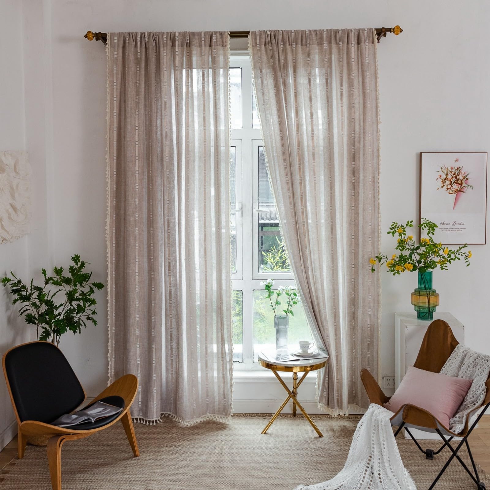 A.Monamour Tenda per Interni Traslucido Semi Oscurante Boho Decorativo