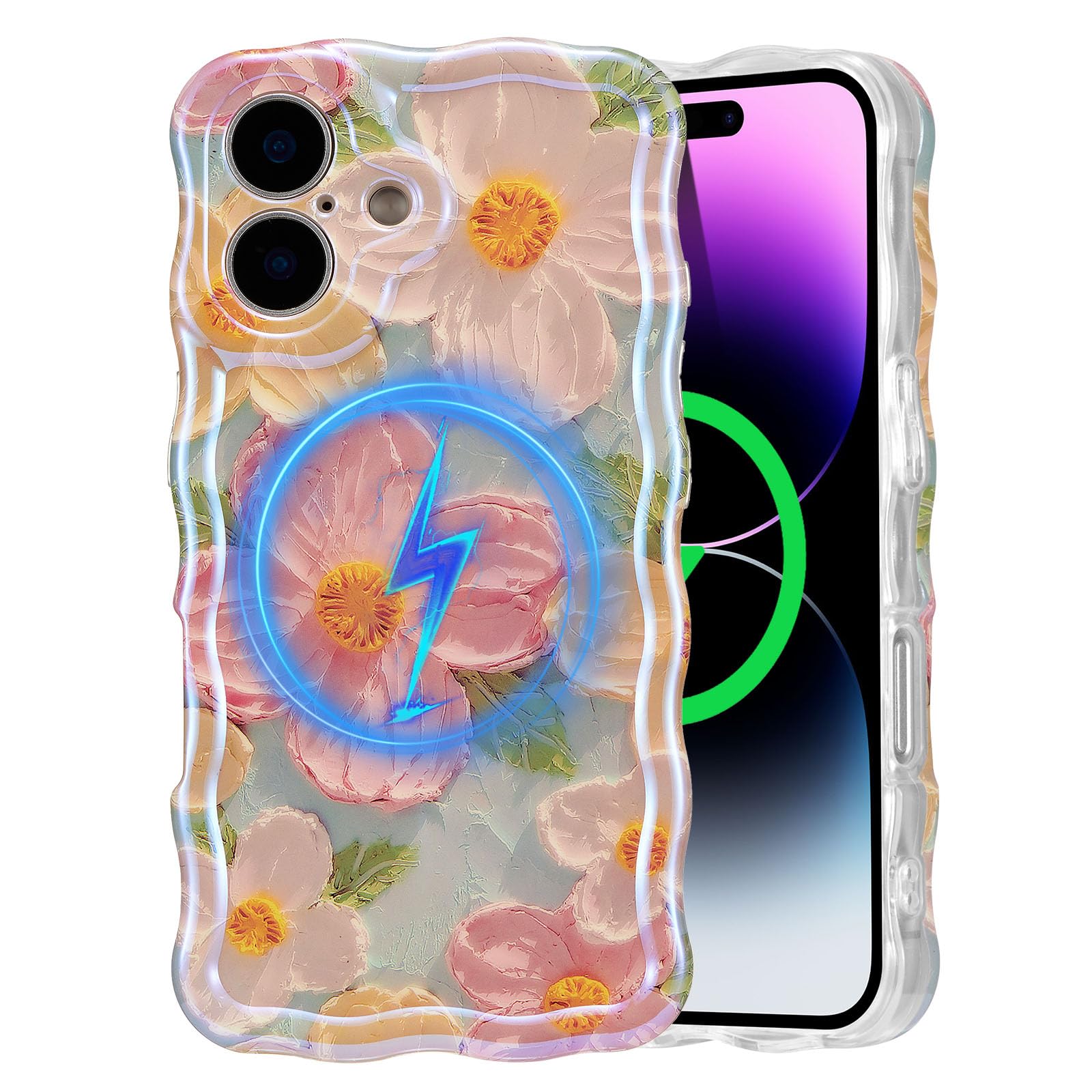 Coque iPhone 17 fleur brillante MagSafe en TPU souple pour téléphone portable femme - 8