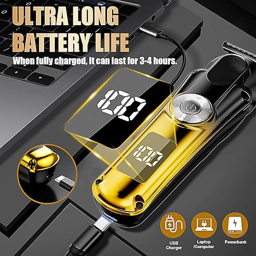 Miniatura 4 de Cortadora de barba para hombres, IPX6 impermeable, afeitadora eléctrica y cortadora de pelo inalámbrica, kit de aseo para nariz, cuerpo, cara y