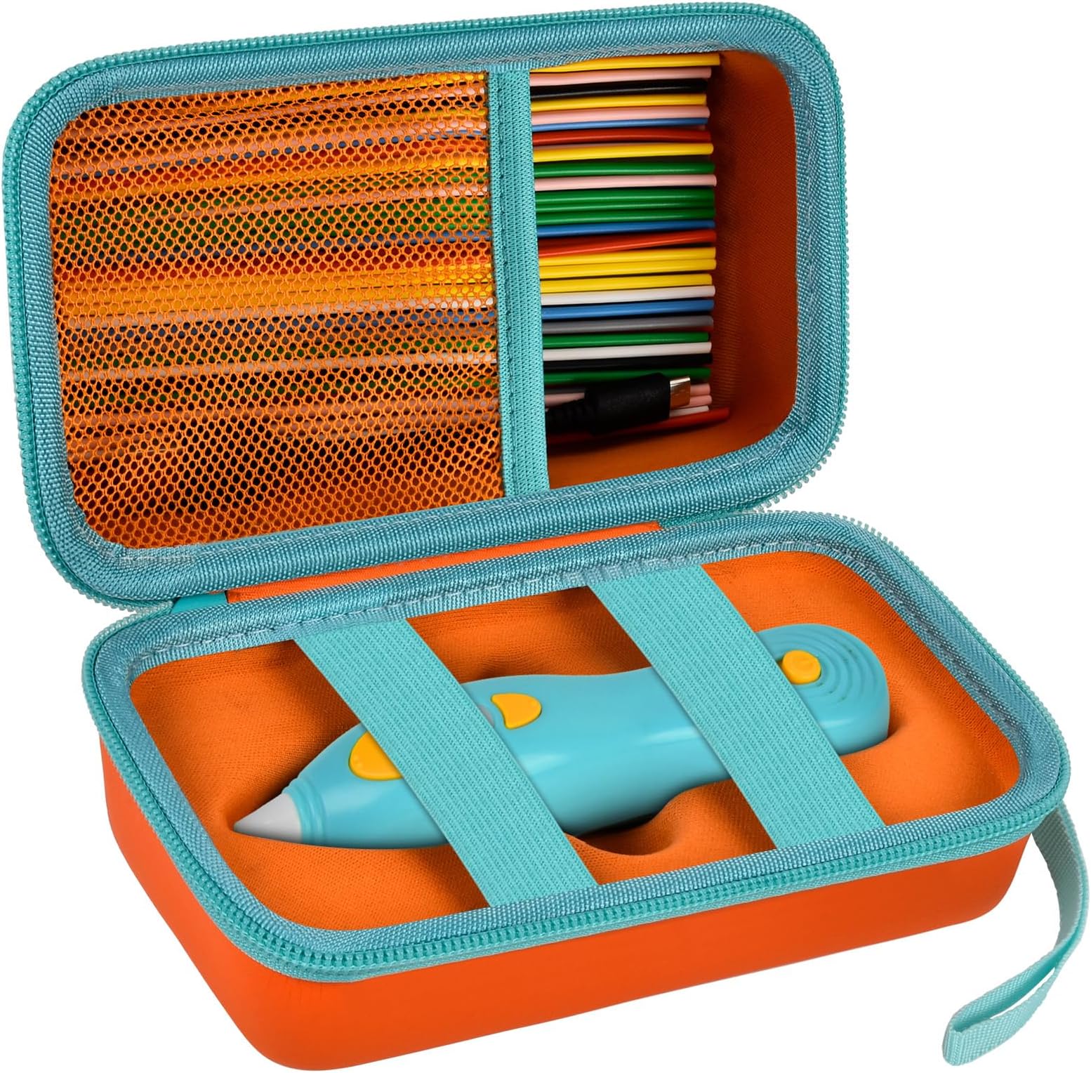 ANKHOH Organizer Case for 3Doodler Start+ Essentials 3D Pen for Kids, EVA Shell/Wrist Strap, Drop-Proof Water-Resistant, Stores for 3Doodler Pen Filament USB for Travel/Home/School (Box Only) Orange