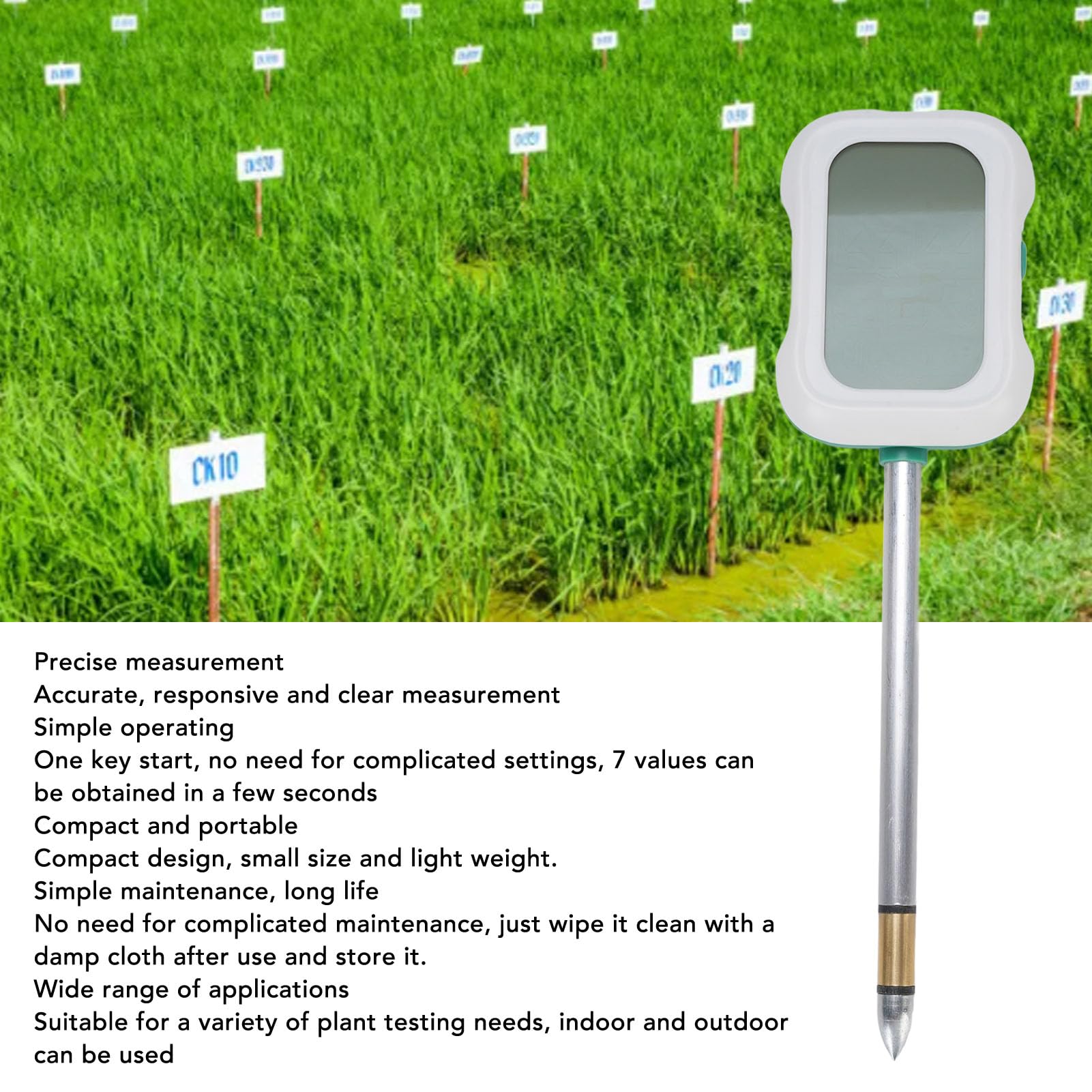 Bewinner 7 in 1 Tester del Suolo Digital P H Temperatura della fertilità Messore di Luce Solare con Display LCD Rotante, Monitoraggio 'impianto di Parametri Multipli per Piante da