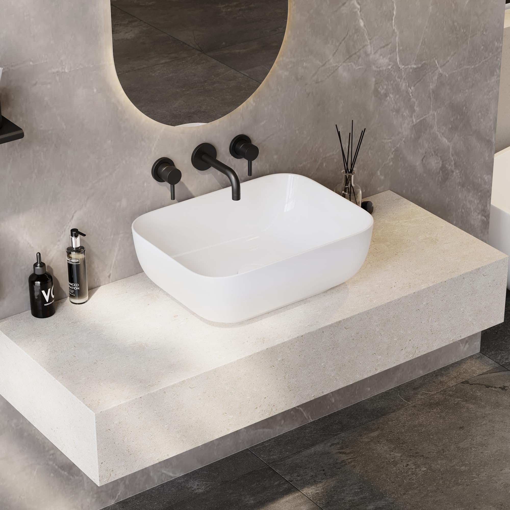Przeszklona porcelanowa umywalka ceramiczna umywalka łazienkowa 400 x 300 x 130 mm konstrukcja wpuszczana wykończenie na wysoki połysk idealna na blaty toaletkowe i elegancka dekoracja domu