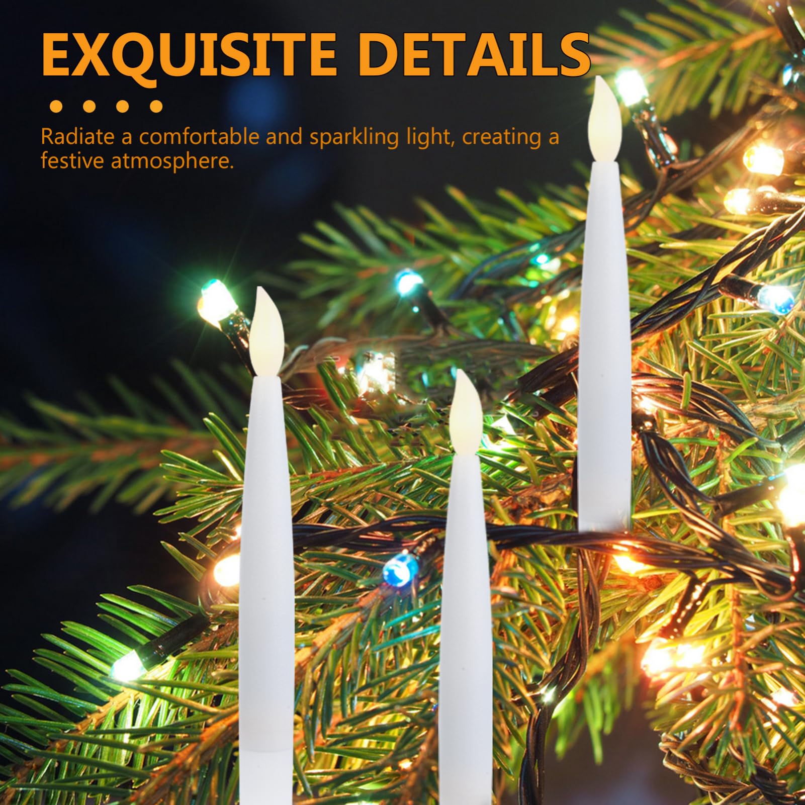 DOITOOL 12 Sets Christmas Tree Candle Lights with Clips Hooks - Warm White LED Clip-On Christmas Tree Taper Candles for Holiday Seasonal Decorations