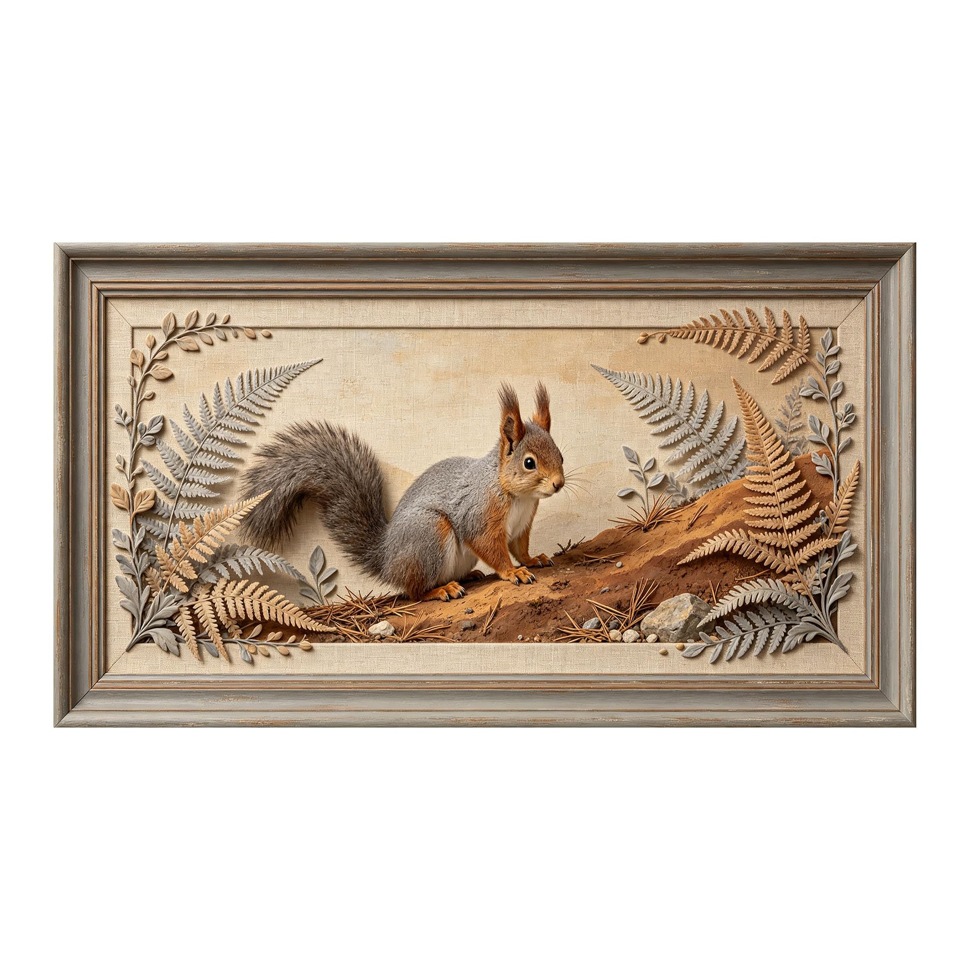 Yzpallescene 3D 3D Framed Wall Art 50cm×90cm Woodland Squirrel Botanical Oil Painting Large Size SelfAdhesive Removable Wall Decor Prints Artwork for Living Room Bedroom Office