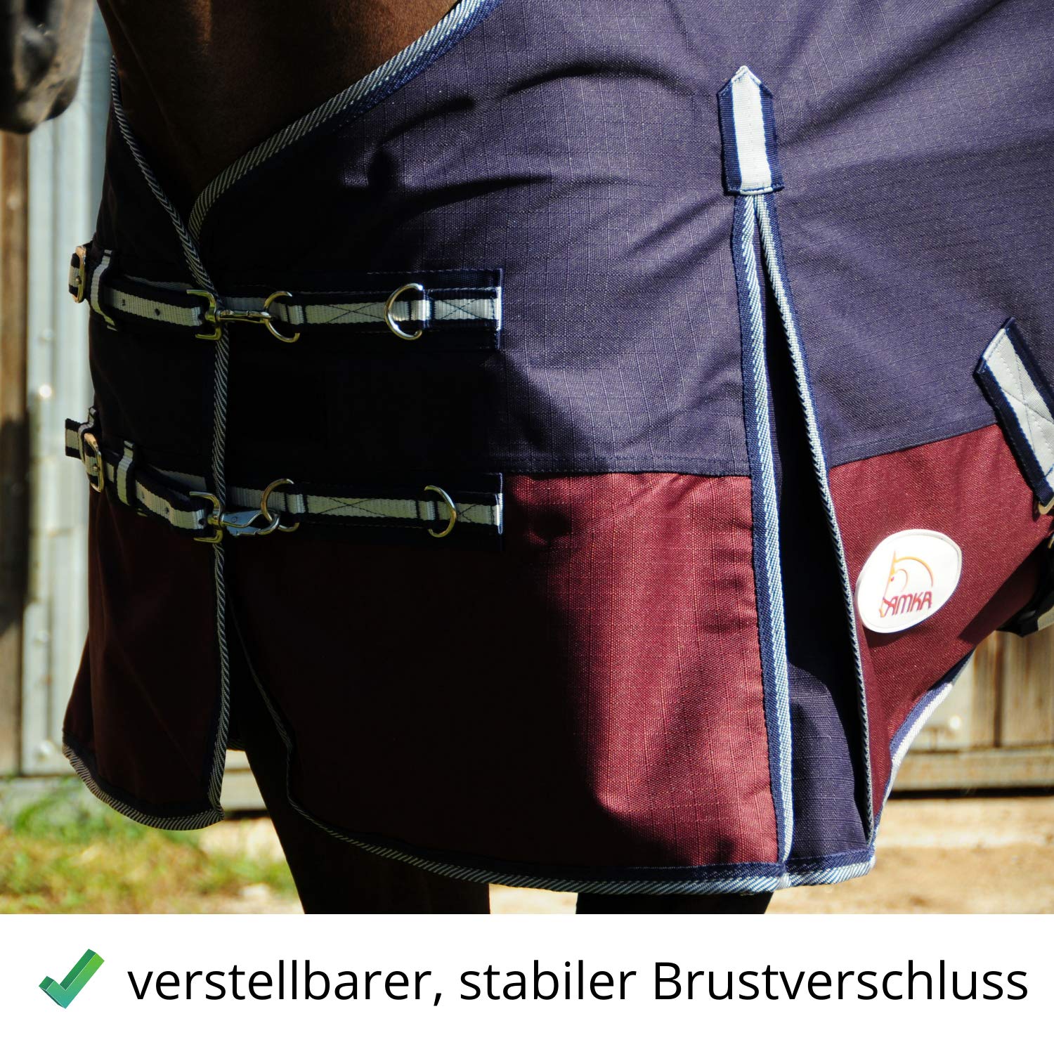 AMKA Pferde Outdoor Weidedecke Hamar 1200 D Kreuzgurten Regendecke
