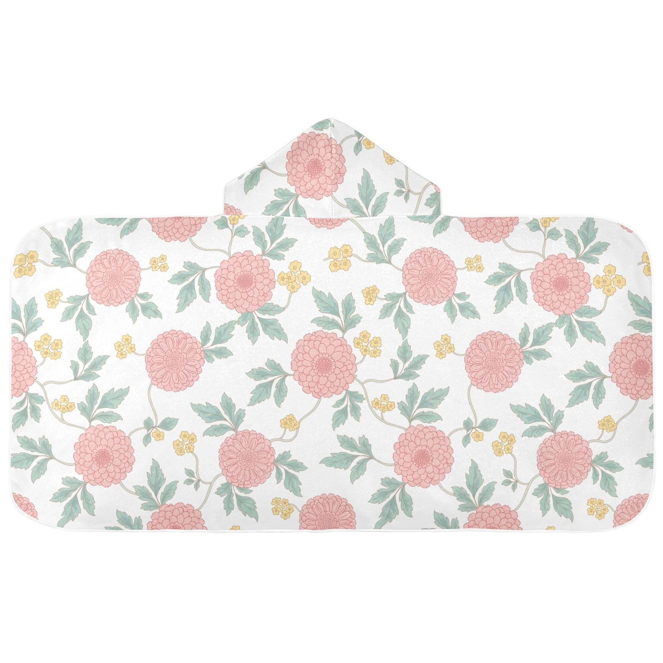 Fuauuyl Flowers Hooded Baby Bath Towel Soft & Breathable Towel for Newborns Infants Toddlers, Nursery Essential