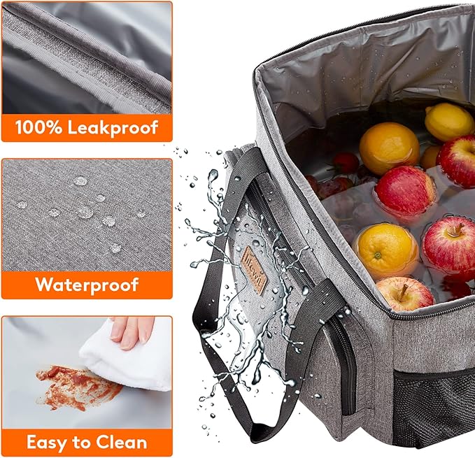 This cooler bag is crafted with durable materials to withstand outdoor conditions, featuring a high-density insulation layer that helps maintain the desired temperature of the contents. The exterior is made from water-resistant Oxford fabric, enhancing its durability and ensuring that it remains reliable even in challenging weather. Its interior includes a leakproof lining that not only prevents spills but also makes cleaning up simple and stress-free.