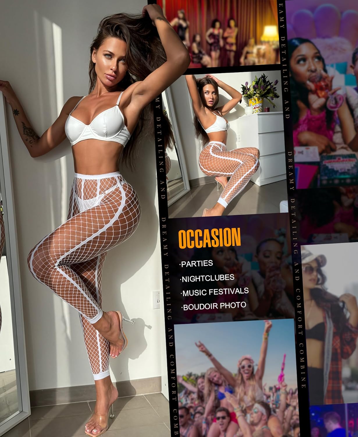 RSLOVE Womens Pantyhose Fishnet Stockings Sexy Tights Lace Hight Waist tights Mesh Stockings Fish Net Tights - Image 5