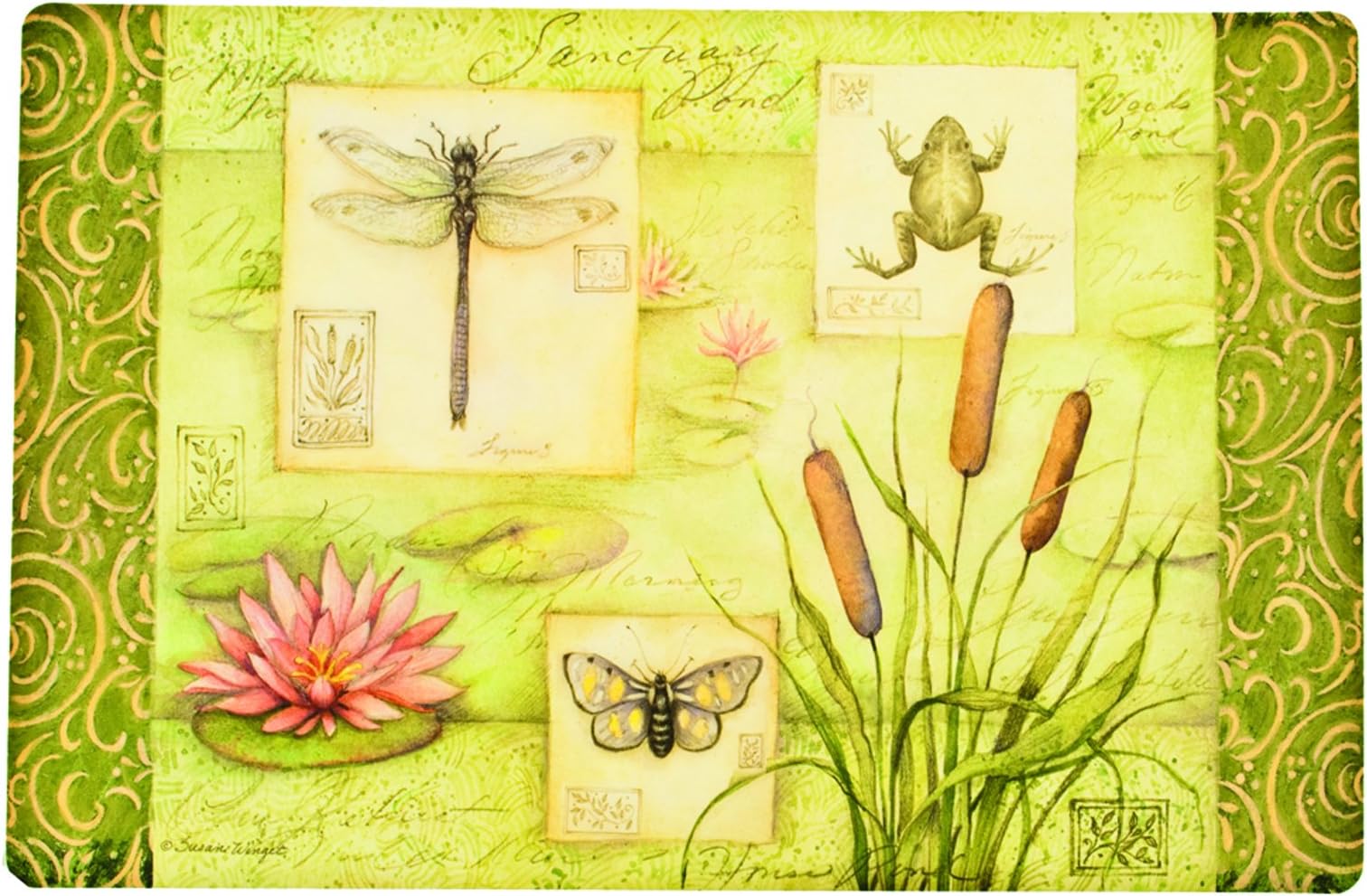 Waterlilies Reversible Vinyl Foam Placemats Set of Four