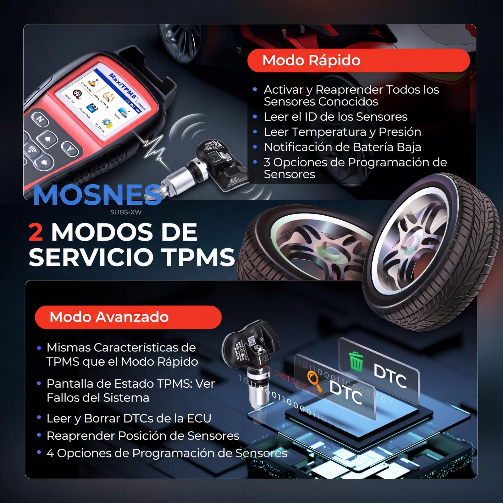 Autel MaxiTPMS TS508WF Herramienta de Programación TPMS, con 8PCS MX-Sensor(240€) WiFi Ver. TS508 TS501 Pro TS408S TS401 Herramienta de Reaprendizaje TPMS, Reiniciar/Reaprender/Activar Todos Sensores