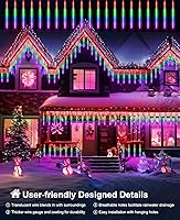 Vista 6 de Luces de Lluvia de Meteoros de Navidad, 20 en 20 Tubos Luces de Lluvia en Cascada con Cambio Automático con 12 Modos, Decoración Navideña