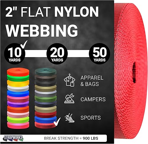 Vista 63 de Strapworks - Correa de nailon resistente de 2 pulgadas para cinturón, mochila, correa, collar, correa de perro, sujeción y más, 9, 18 o 45.7 metros