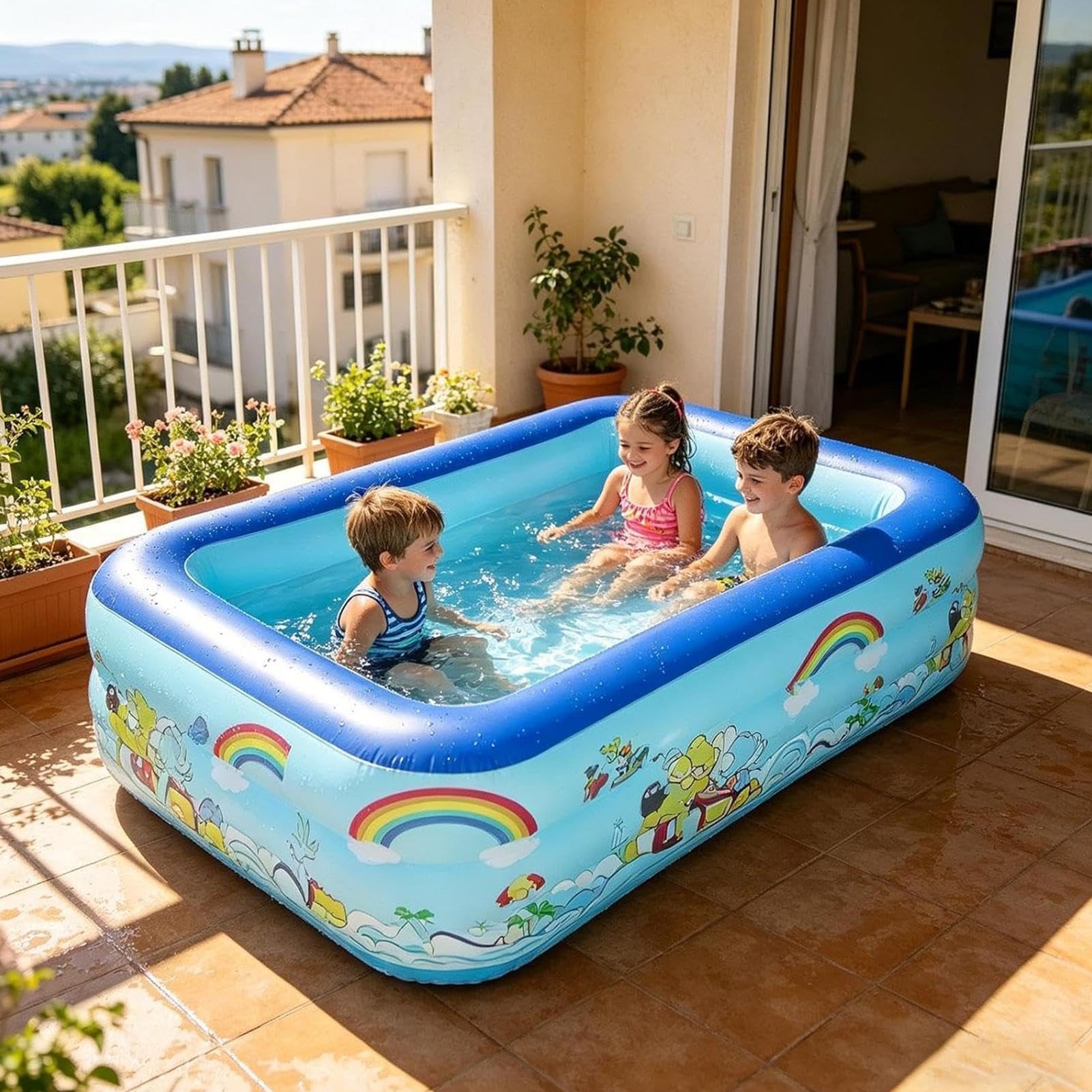 Aufblasbarer Pool Großer Rechteckiger Auslaufsicherer Pool | Outdoor Wasserspielbecken Für Kinder Im Hof Für und Mädchen Garten Hof Kindergarten Wohnung Party Geburtstag