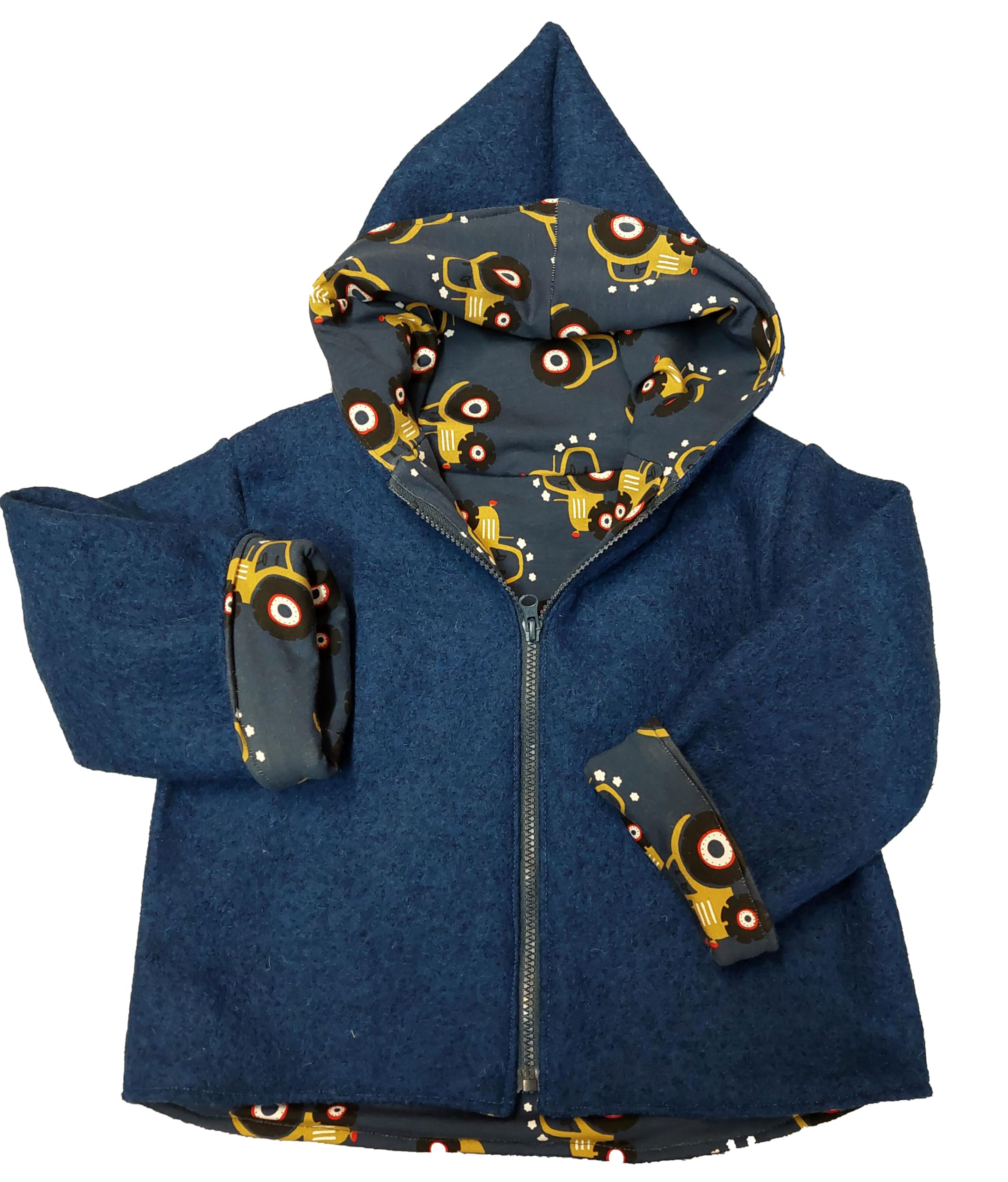 Wollwalkjacke Jacke Traktor Zipfeljacke Wendejacke Kapuze Baby Kinder Wollwalkjacke (98-104)