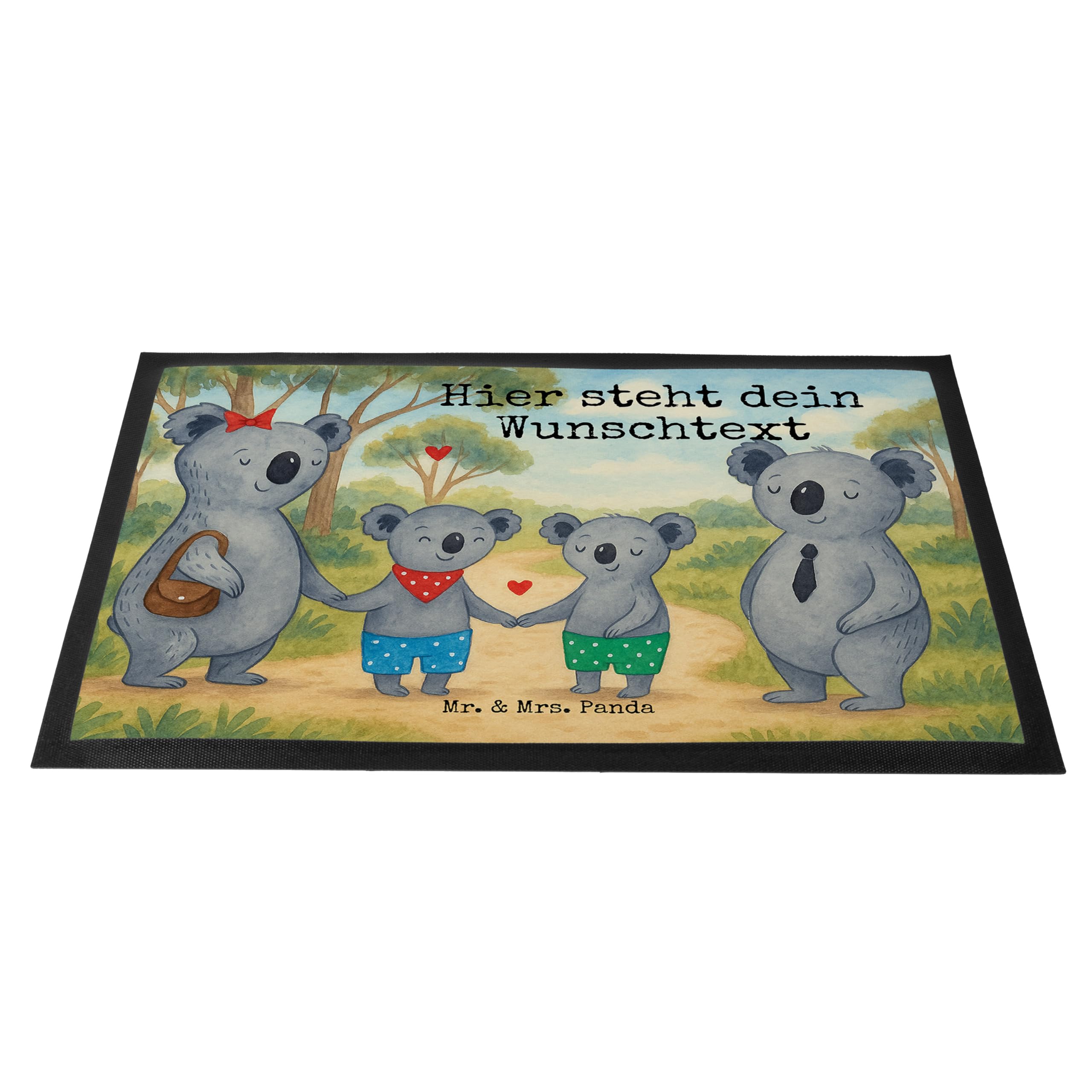 Mr. & Mrs. Panda Personalisierte Fußmatte Koala Familie Zwei Design 50 x 75 cm - Geschenk, Muttertag, Türmatte personalisiert, Familienleben, Familienzeit, Fussmatte, personalisierbar