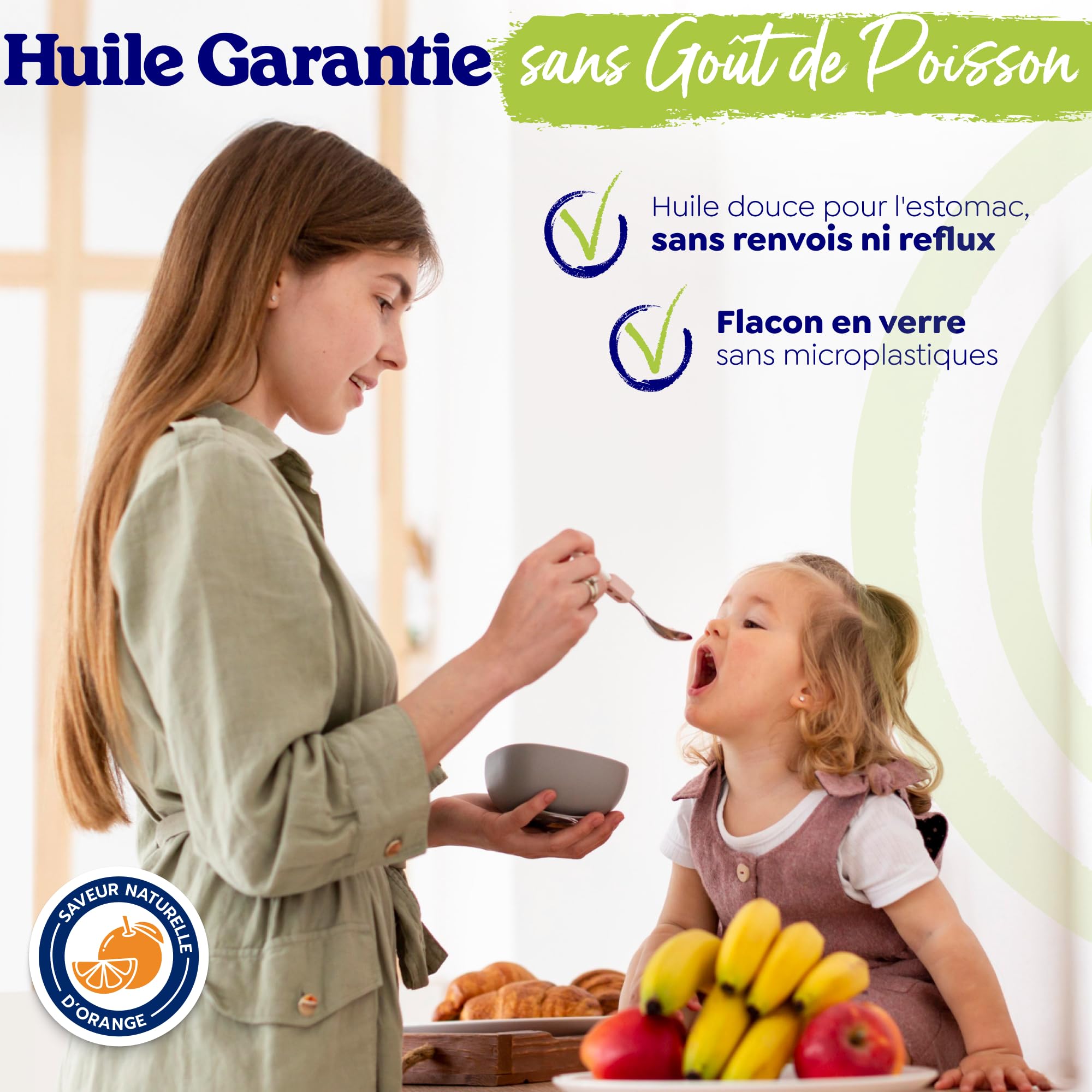 Arctic Blue Oméga-3 Végétal Huile Liquide 150 ml — Orange — 850 mg de DHA + 425 mg d’EPA par Dose (2,5 ml) — Huile de Microalgues Durable — 100% Vegan, Haute Pureté, Sans Contamination Marine