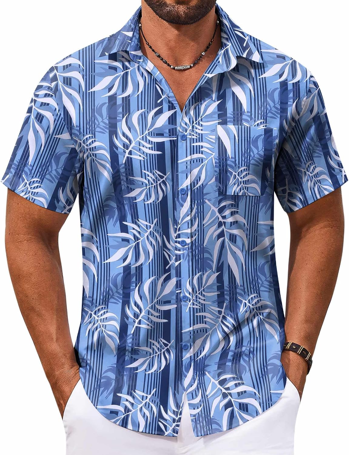 COOFANDY Men's Hawaiian Shirt Short Sleeve Casual Button Down Tropical Summer Beach Aloha Shirts