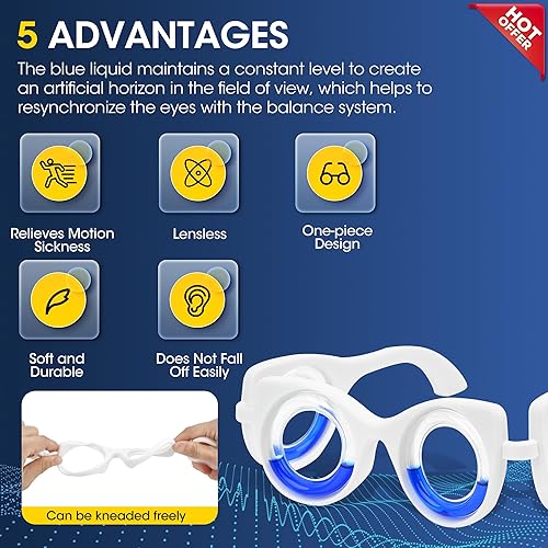 Miniatura 4 de NEOISM Gafas de mareo por movimiento, gafas para enfermedad de automóvil, alivian el mareo, mareo y mareo, portátiles, antináuseas, para adultos o