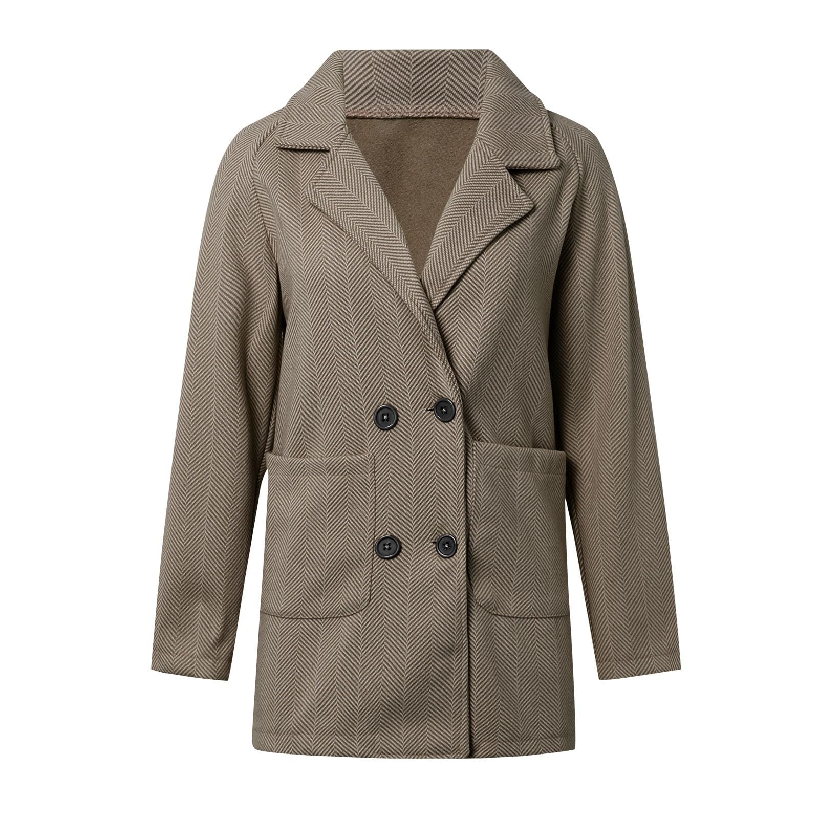 Trench Donna il Motivo a Spina di Pesce alla Moda È un Cappotto di Lana Ampio e Sottile, Piccolo e Versatile Outdoor