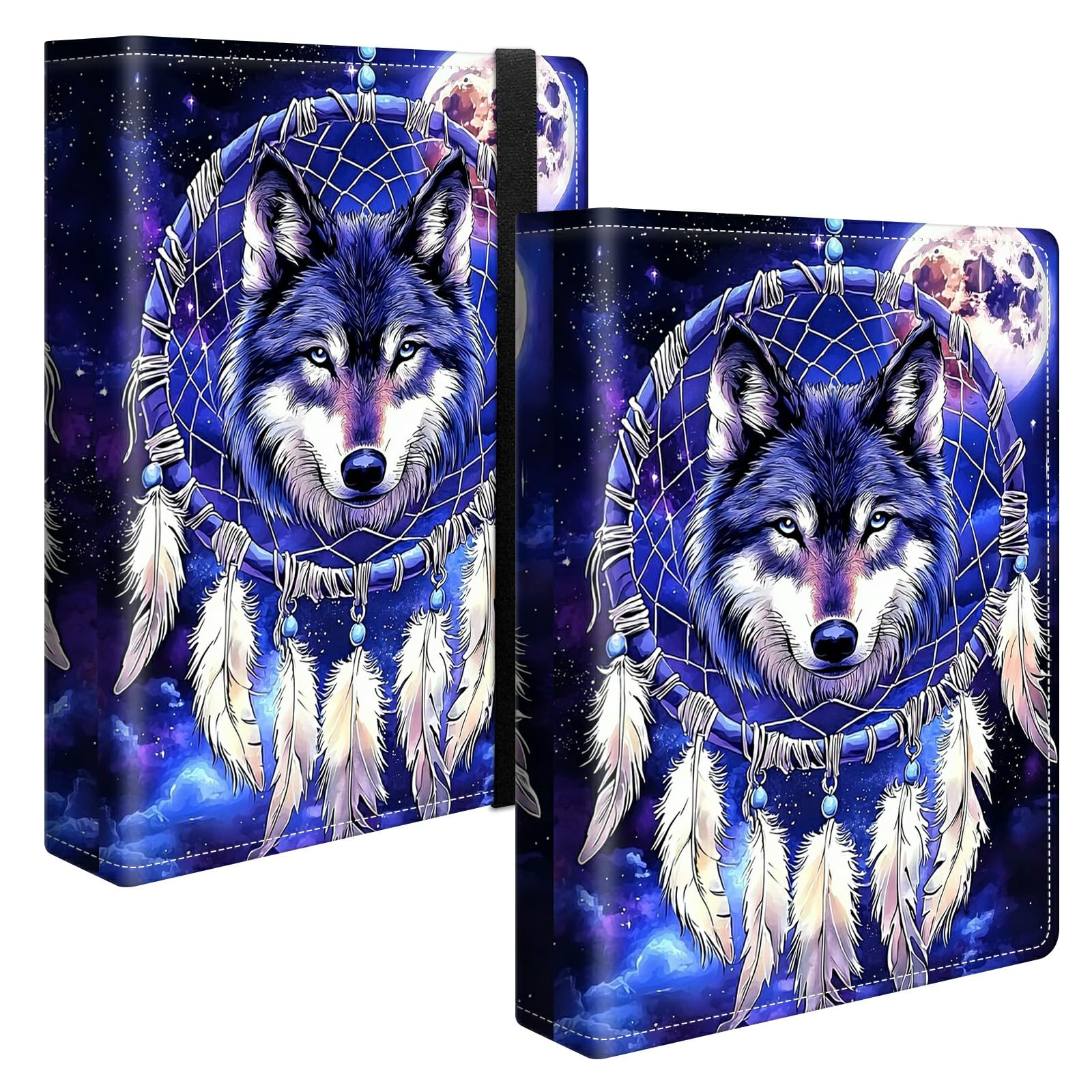 Photo Album 4x6 120 Pockets Photos with Strong Elastic Band, Small Mini Albums Sheet Protector Folder for Photos, Album for Family Wedding Women Men Baby Vacation Gift, Purple wolf