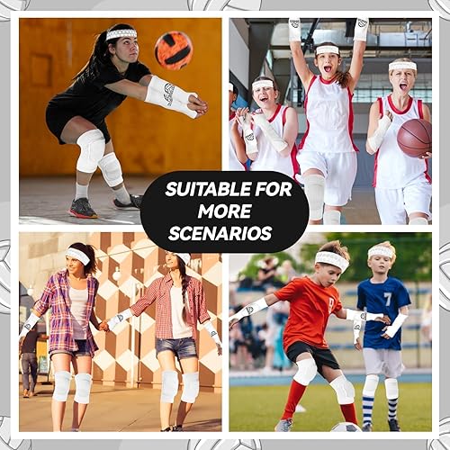Miniatura 5 de 6 accesorios de voleibol, incluye rodilleras de voleibol, mangas para brazos, bolsa con cordón, diademas de softbol, equipo de protección