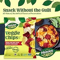 Vista 3 de Heaven & Earth Veggie Chips, Root Vegetable Medley Chips 1oz (6 Pack) Thin & Crisp Perfect Snack & Salad Topper Non GMO Certified Kosher