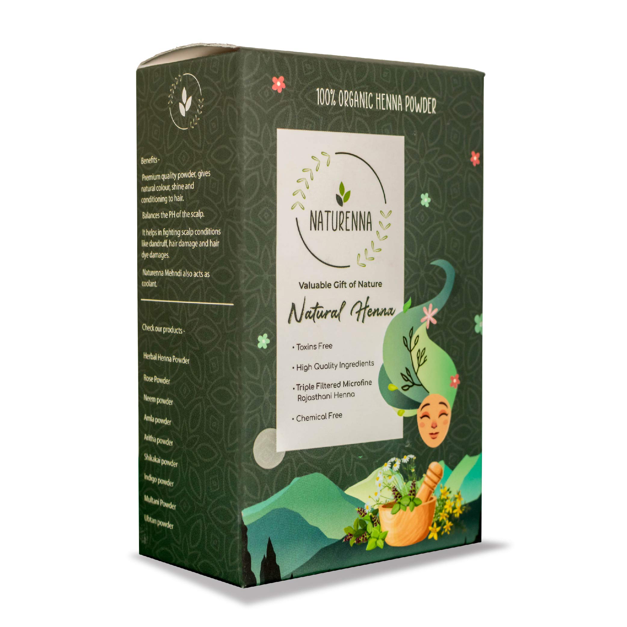 Naturenna Natural Henna/Mehandi Powder for Hair Colour & Care - (200 g) | 100% Pure & Organic GI-Tagged Sojat Rajasthani, Triple-Sifted, Body Art Quality - Grey Coverage - No PPD, No metallic salts-picture-26