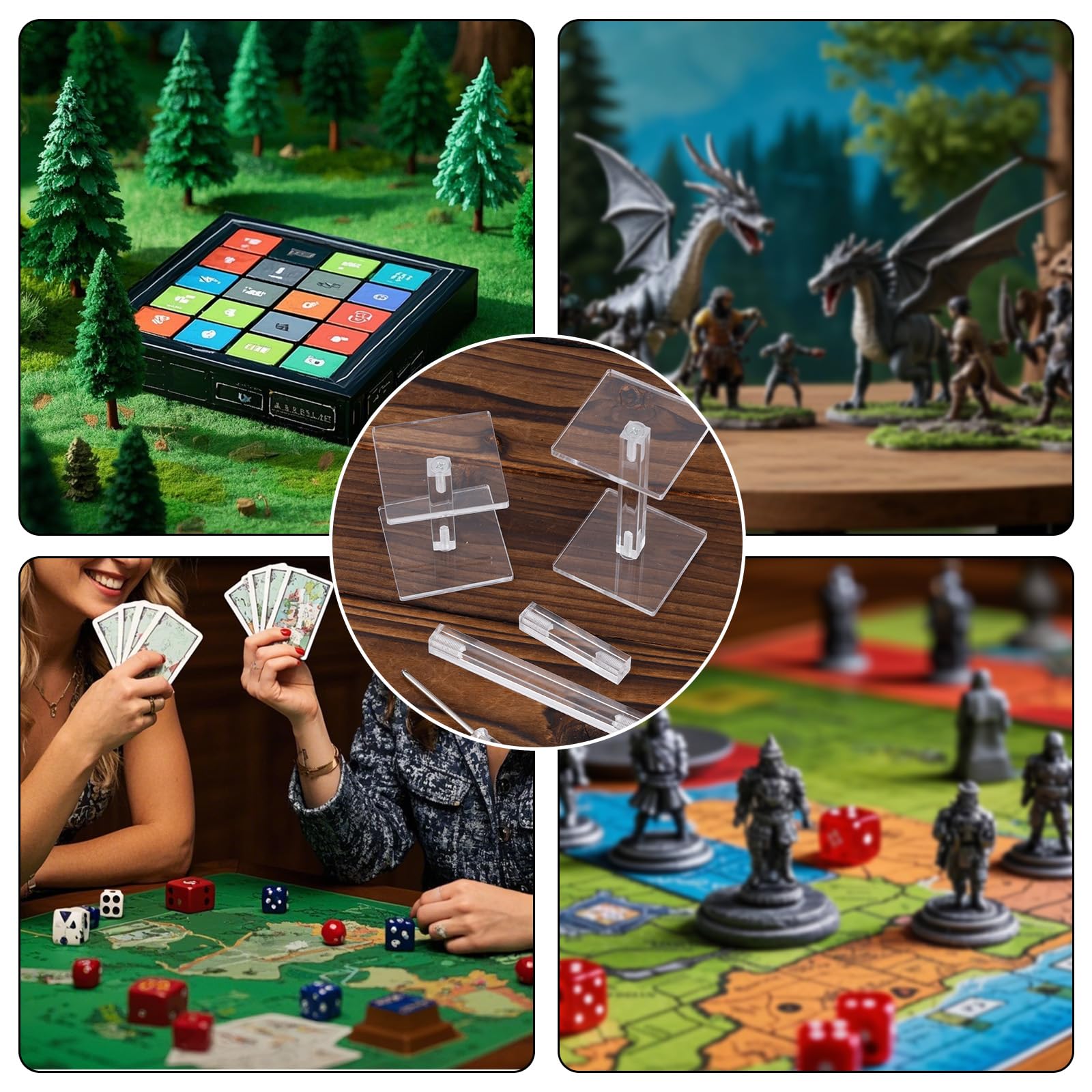 BOXOB 2szt Latające Miniatury Bojowe Risers, Regulowana Wysokość Wielopoziomowej Platformy Akrylowe Stojaki Bojowe do Prezentacji Terenu do Miniatur DND Gier Planszowych Akcesoriów RPG