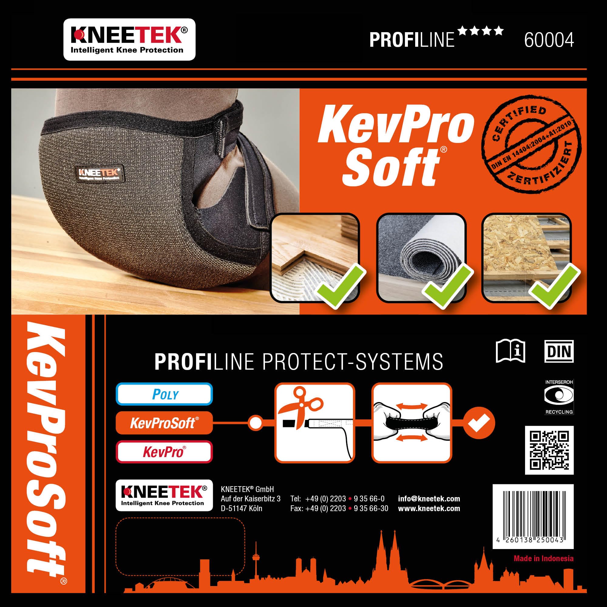 KNEETEK PROFILINE KevProSoft - Ginocchiere antiscivolo per un sollievo ottimale durante il lavoro sulle ginocchia, ginocchiere adatte per parquet, moquette e pavimenti