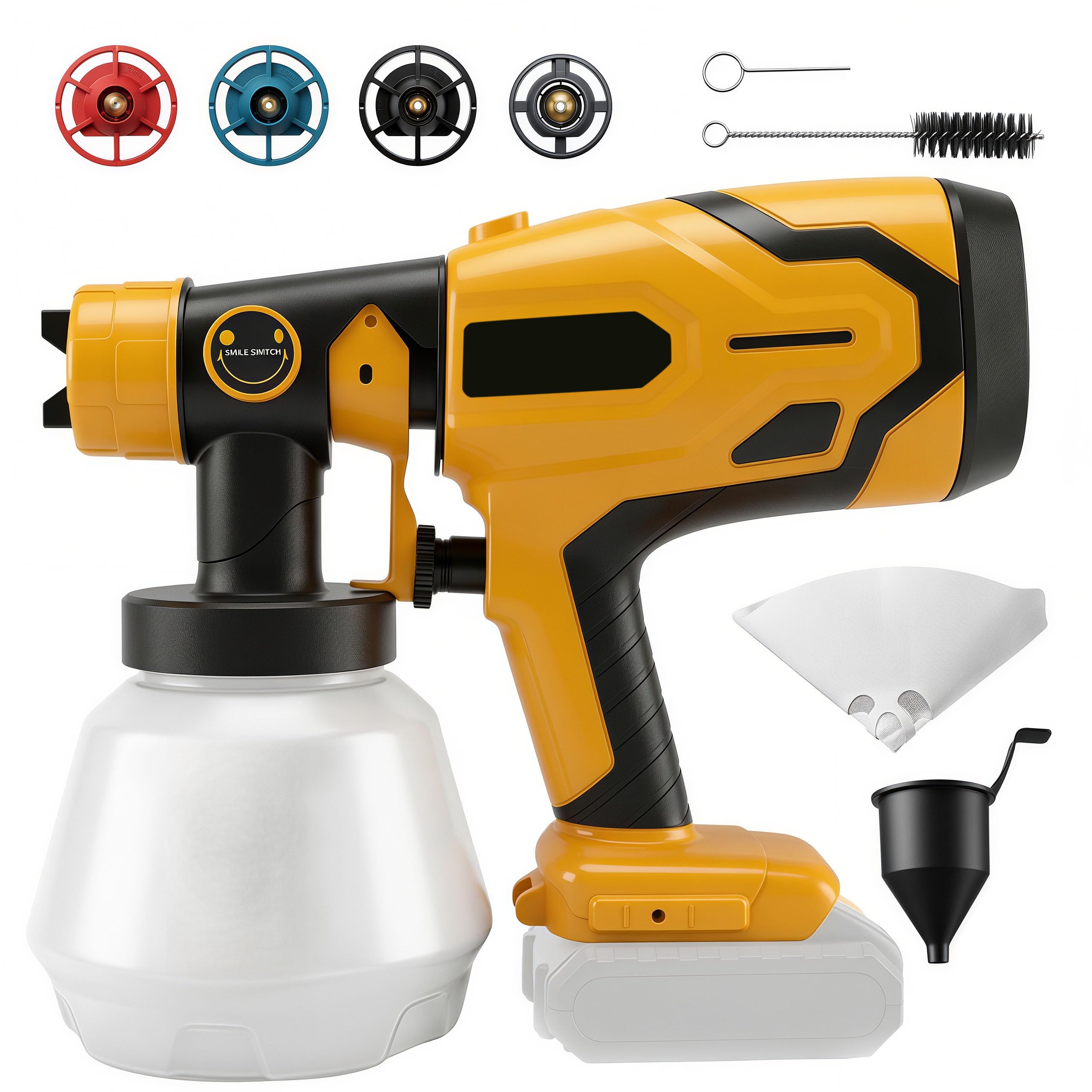 Pulverizador de pintura inalámbrico compatible con batería Dewalt de 20 V, pistola de pintura eléctrica HVLP con 3 boquillas de cobre y 3 patrones para cobertizos, paredes, techos, armarios