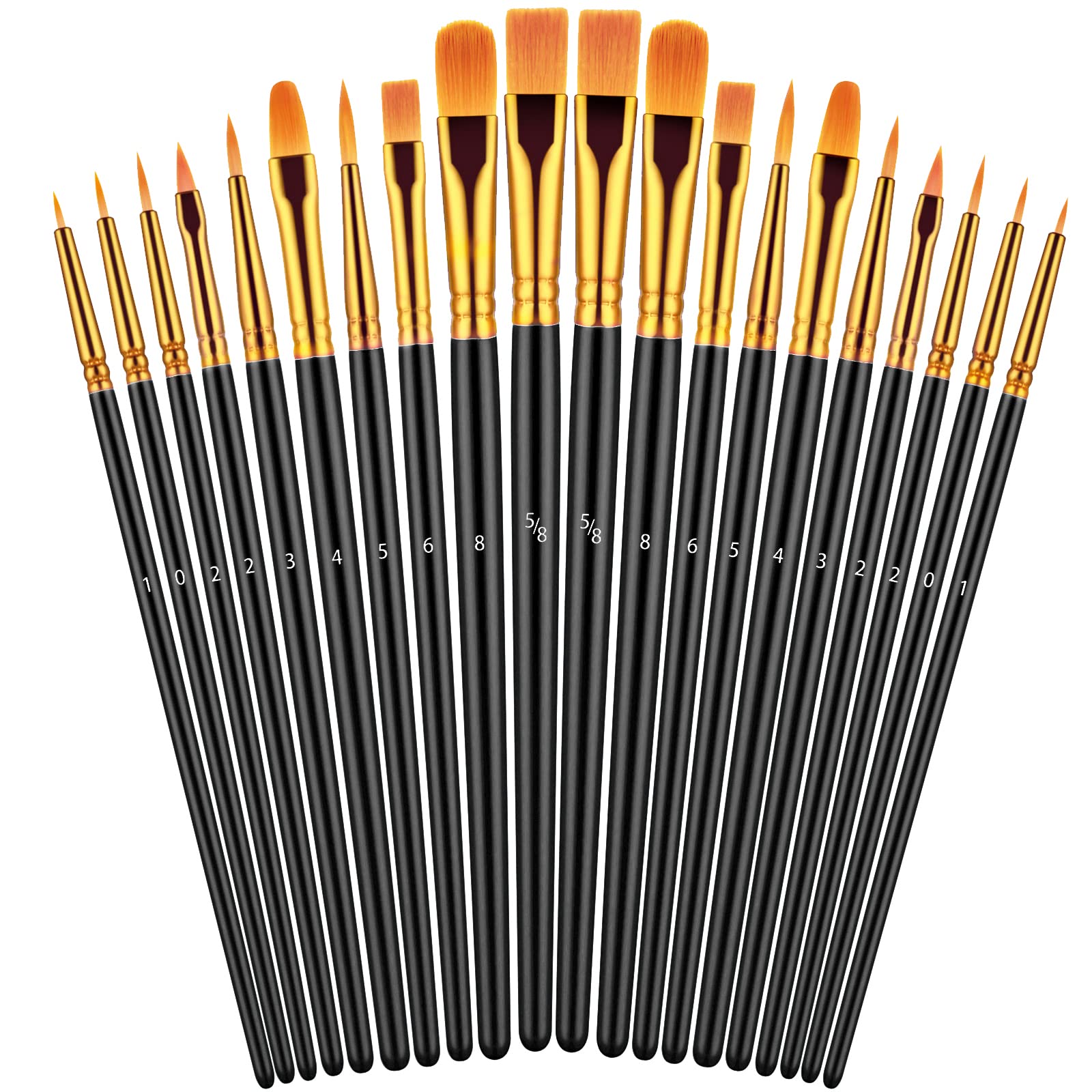 Paint Brushes Set, 20 Pcs Paint Brushes for Acrylic Painting, Oil Watercolor Acrylic Paint Brush, Artist Paintbrushes for Face Rock Canvas, Kids Adult Drawing Arts Crafts Supplies, Pure Black