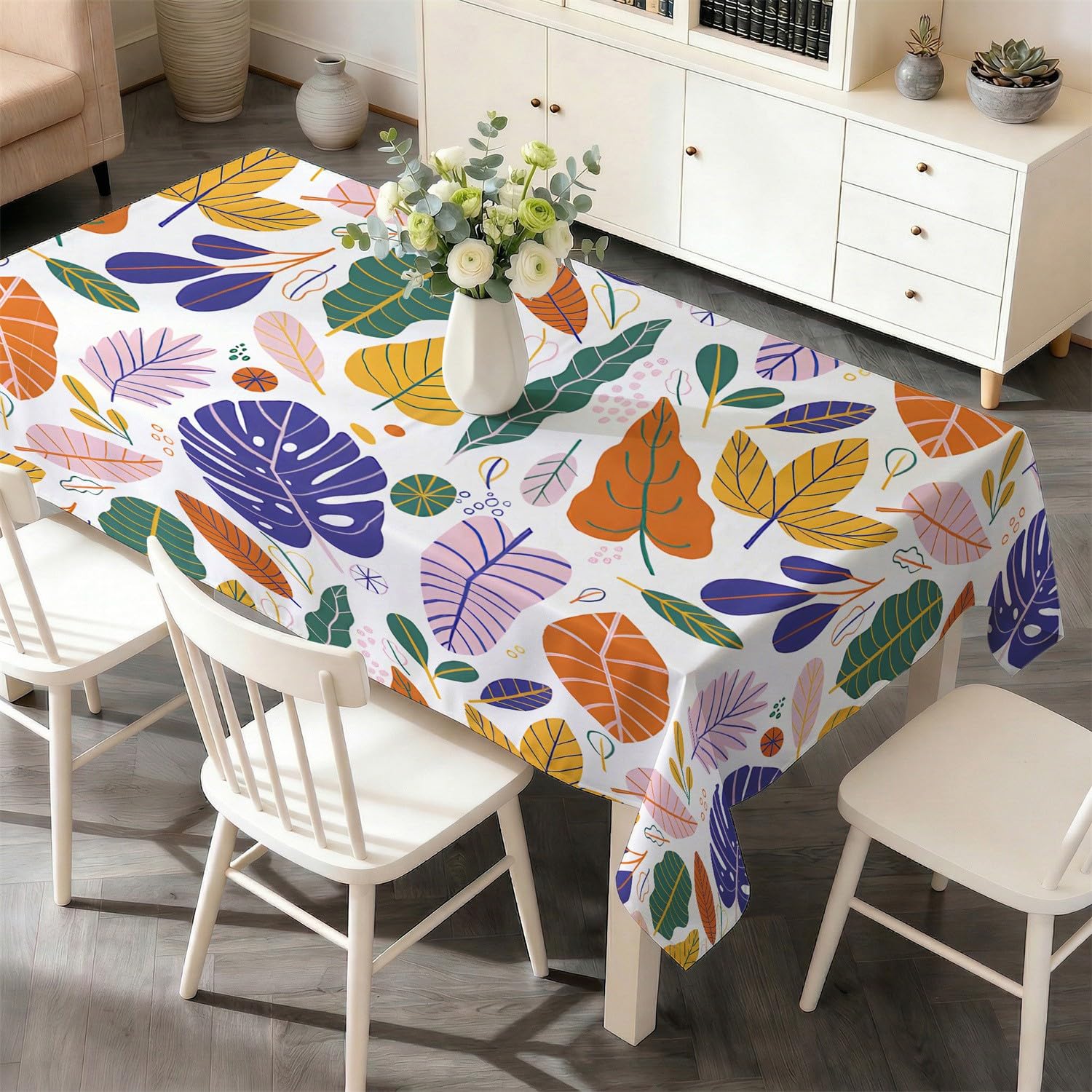 Nappe Rectangulaire 300x150 cm Feuilles Monstera, Nappe de Table Imperméable Anti Tache Lavable Motif Feuilles pour Cuisine Salle à Manger Jardin Terrasse Fête Décoration Q-12