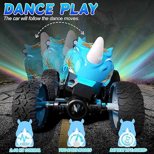 Miniatura 3 de Gohero Juguetes de Camiones Monstruo 1:64, Mini Auto de Control Remoto de 2.4GHz para Niños de 4-7, Giro de 360° y Caminar Erguido, Pequeño Camión