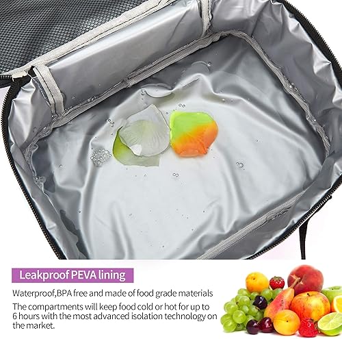 Miniatura 6 de rickyh style Lonchera con forro acolchado, espaciosa bolsa de almuerzo térmica duradera con correa para niños, niñas, adultos, escuela, deportes,