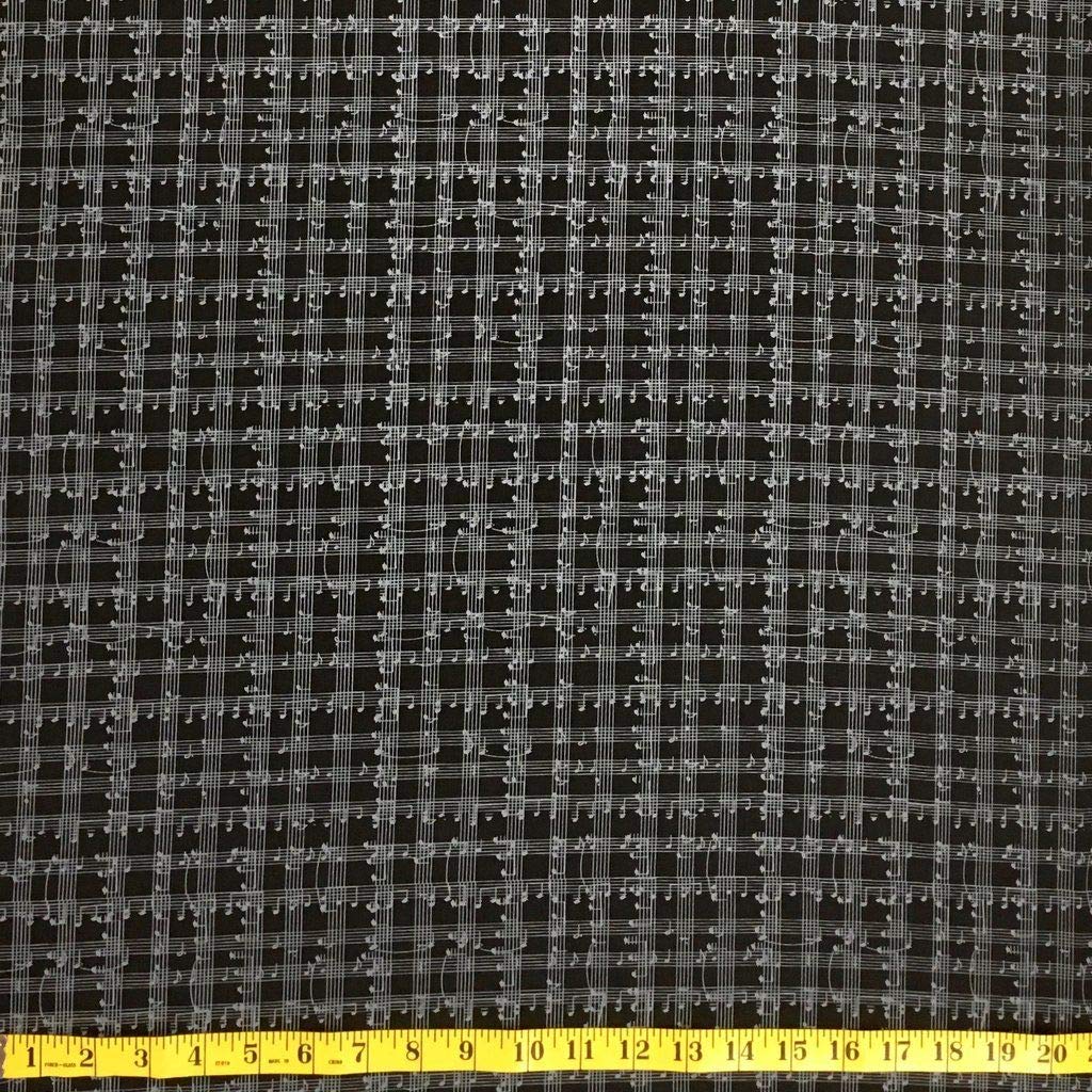 Fat Quarter Sheet Music Notes On Black 100% Cotton Quilting Fabric