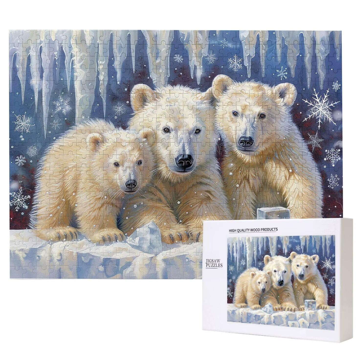 Puzzle dla dorosłych, 6000 sztuk, trudne drewniane puzzle, gra, gra logiczna, gra ręczna, dekoracja rodzinna, kreatywna rozrywka, prezent 105 x 179 cm biały niedźwiedź zwierzę K0F149