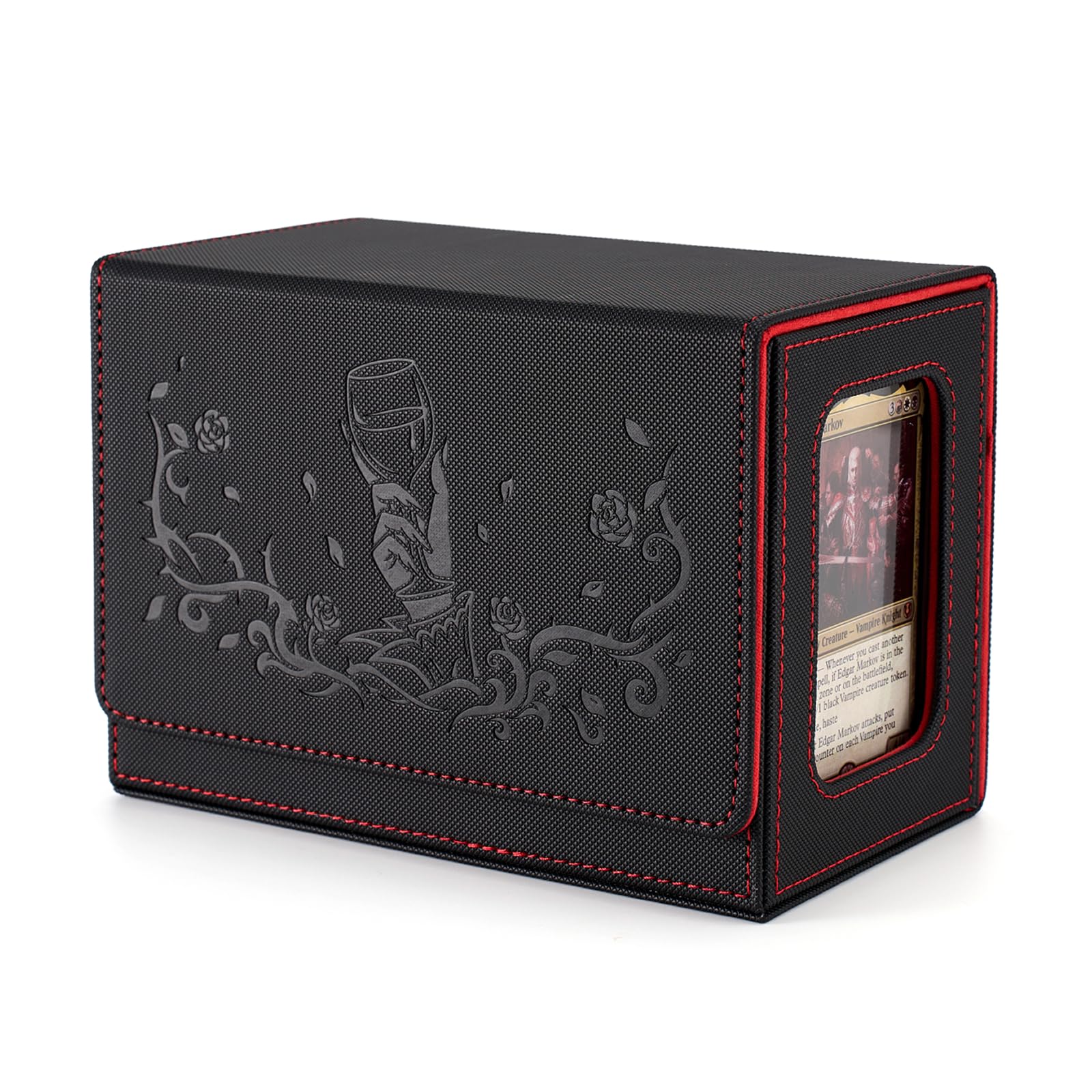 Venssu MTG Deck Box for Commander Display with Dice Tray, Deck Case Fits 160 Double Sleeved /200 Single Sleeved trading Cards, Storage Box TCG with 2 Dividers and 1 Magnetic Card Holder (Vampire)