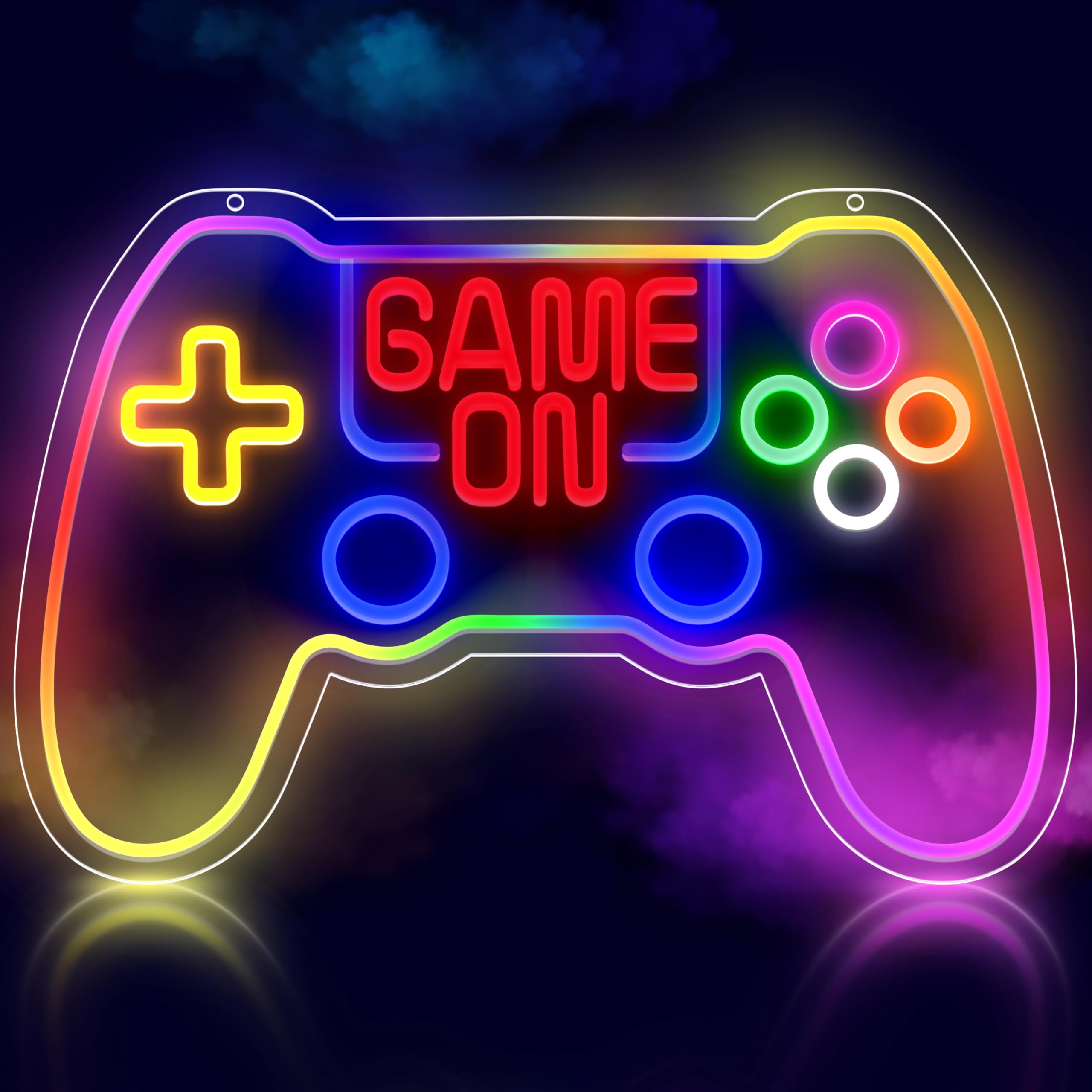 RGB Game Controller Neon Sign Game On LED Light for Gaming Room Decor Gamer Gift USB Powered with Dimmer Gamer Light for Teen Boys Camera da letto Decorazione
