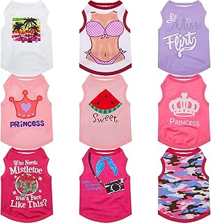 9 Pieces Printed Pet Shirts Dog T-Shirts Summer Pet T Shirt Cute Dog T Shirts Soft Breathable Dog Sweatshirt for Small Medium Dogs Puppy Cats (Small)
