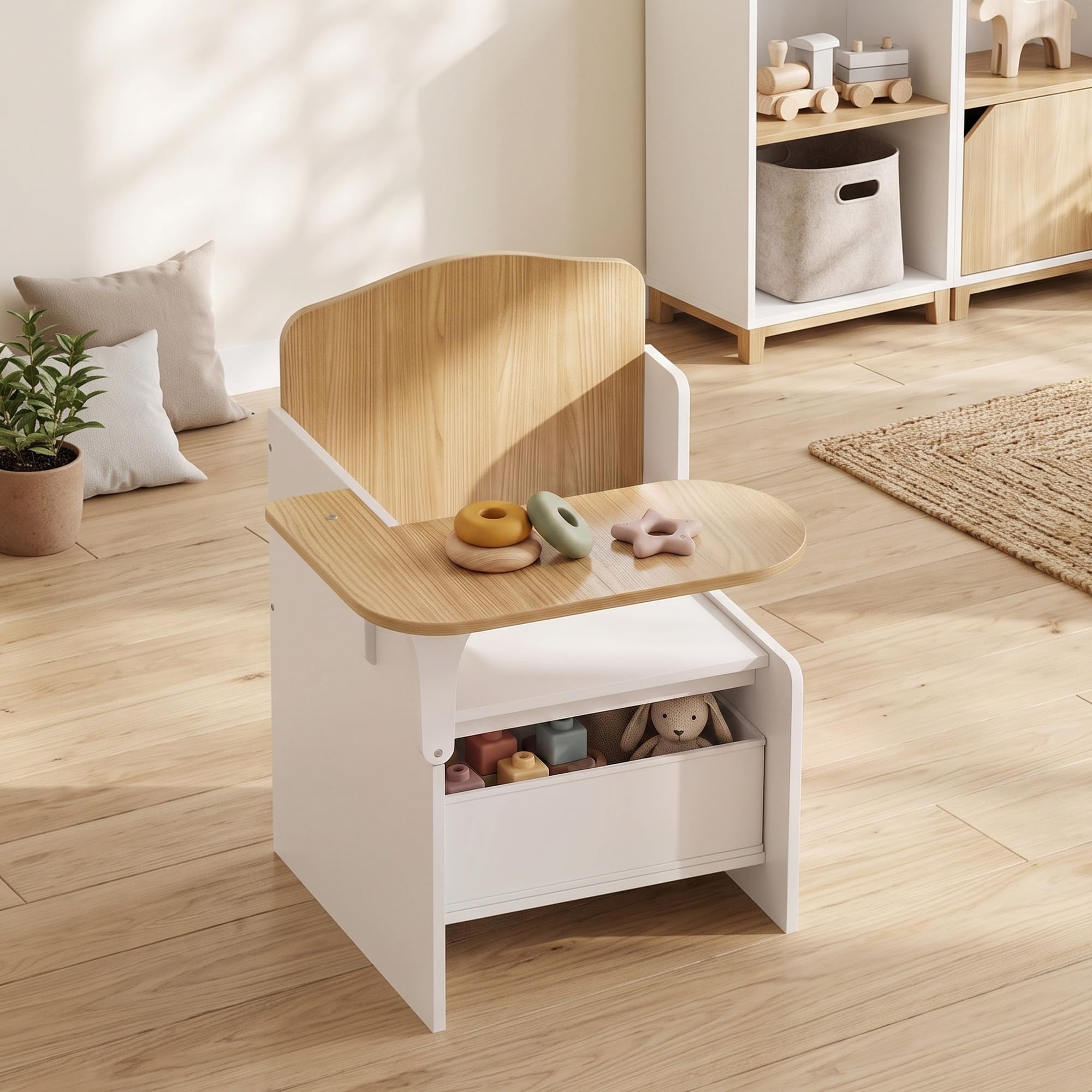 AIYAPLAY Bureau et Chaise pour Enfants avec Bac de Rangement 3-5 Ans Blanc