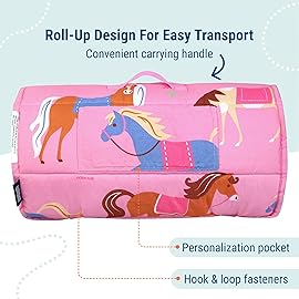 Wildkin Kids Microfiber Nap Mat - Soft Sleep Mat with Pillow, Ideal for School & Travel - Horses