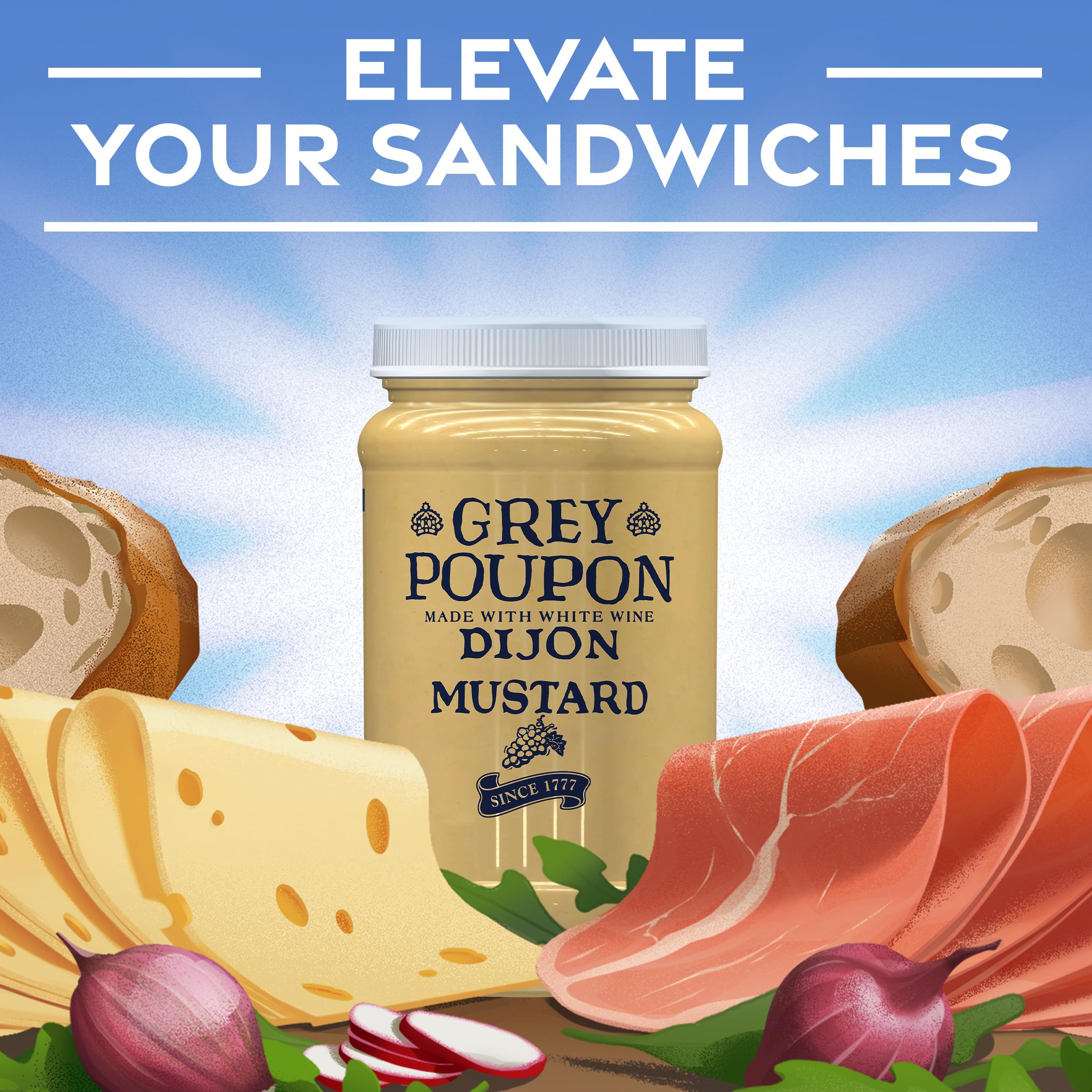 Amazon.com: Grey Poupon Mustard, 6 per Case, Dijon, 48 oz. Jar
