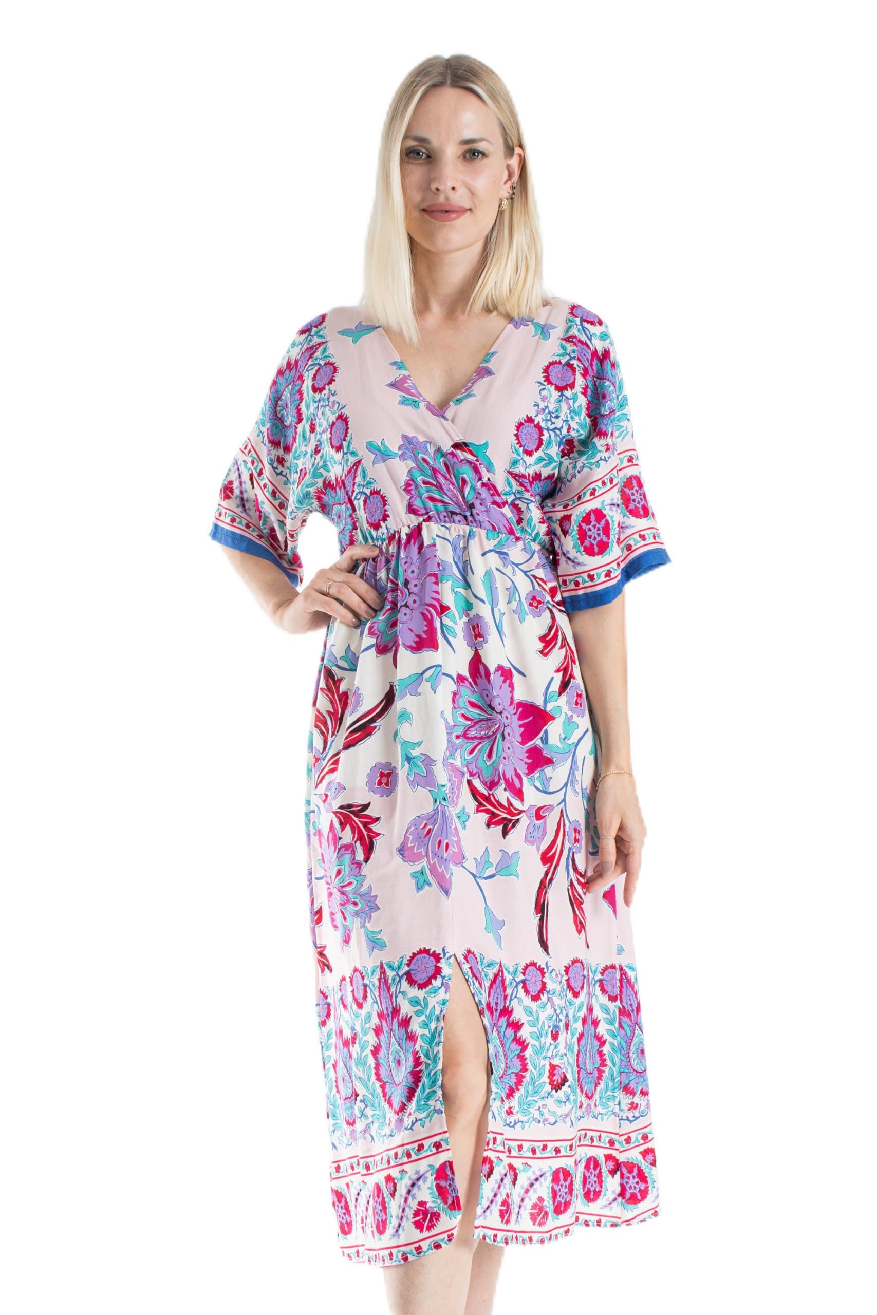 Belissh Women's Multicolor Floral Print Midi Dress | Size: Xl