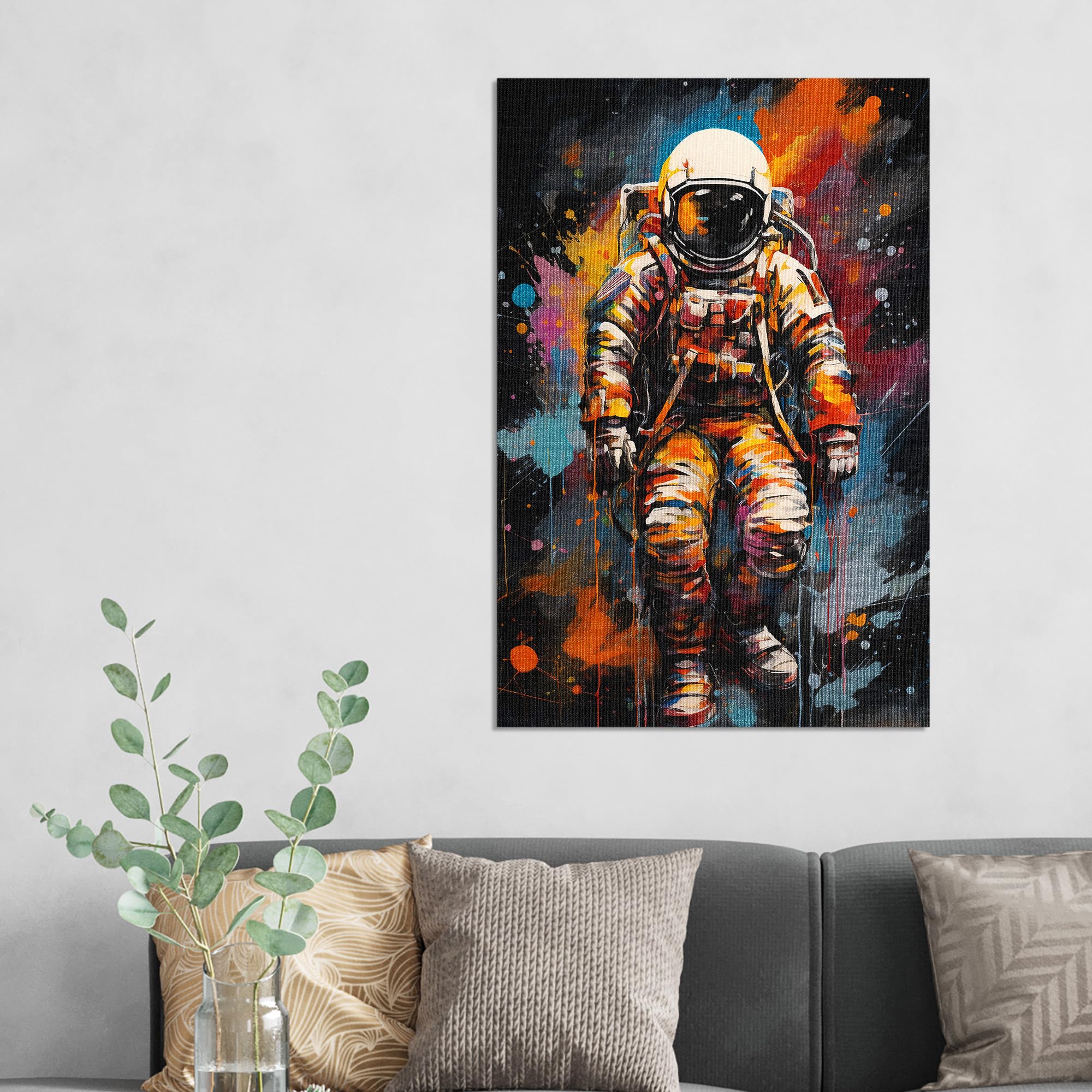 DEQOART Obraz na płótnie hybrydowy | motyw sztuki kosmicznej | Design Canvas 60 x 90 cm | obraz na płótnie płaski i nowoczesny ze szkłem | obraz ścienny do salonu, sypialni, przedpokoju i kuchni