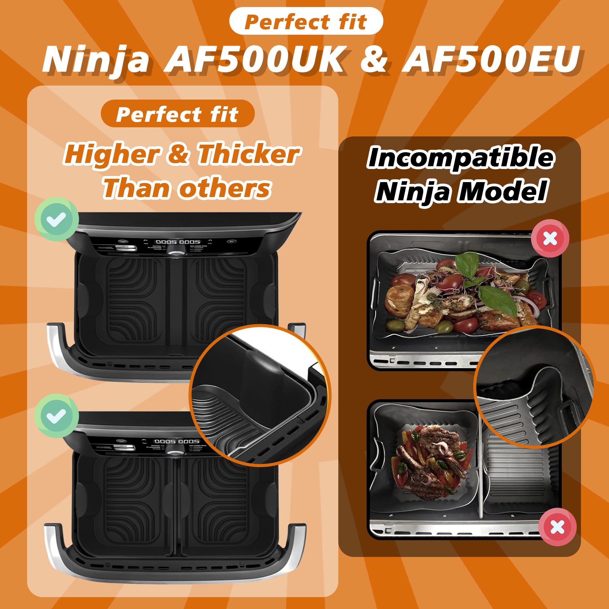 Pietuley 29 Piezas Moldes Silicona Freidora de Aire para Ninja AF500EU 10,4L / COSORI Dual Blaze 10L, Accesorios Freidoras de Aire para Ninja AF500EUCP, Molde Silicona Air Fryer para COSORI 10L